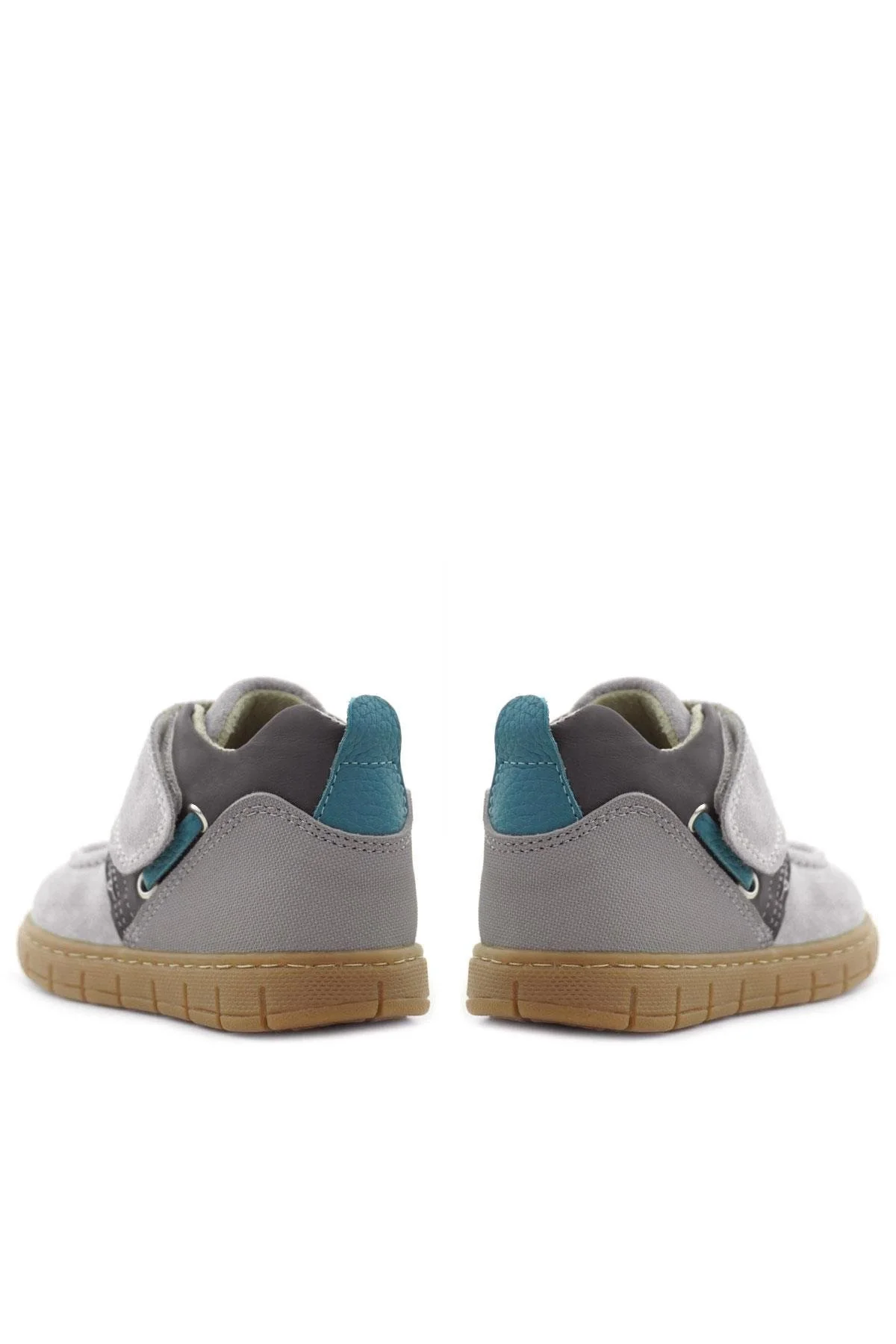 Rakerplus Hakiki Deri Açık Gri Mavi Cırt Cırtlı Bebek Bot