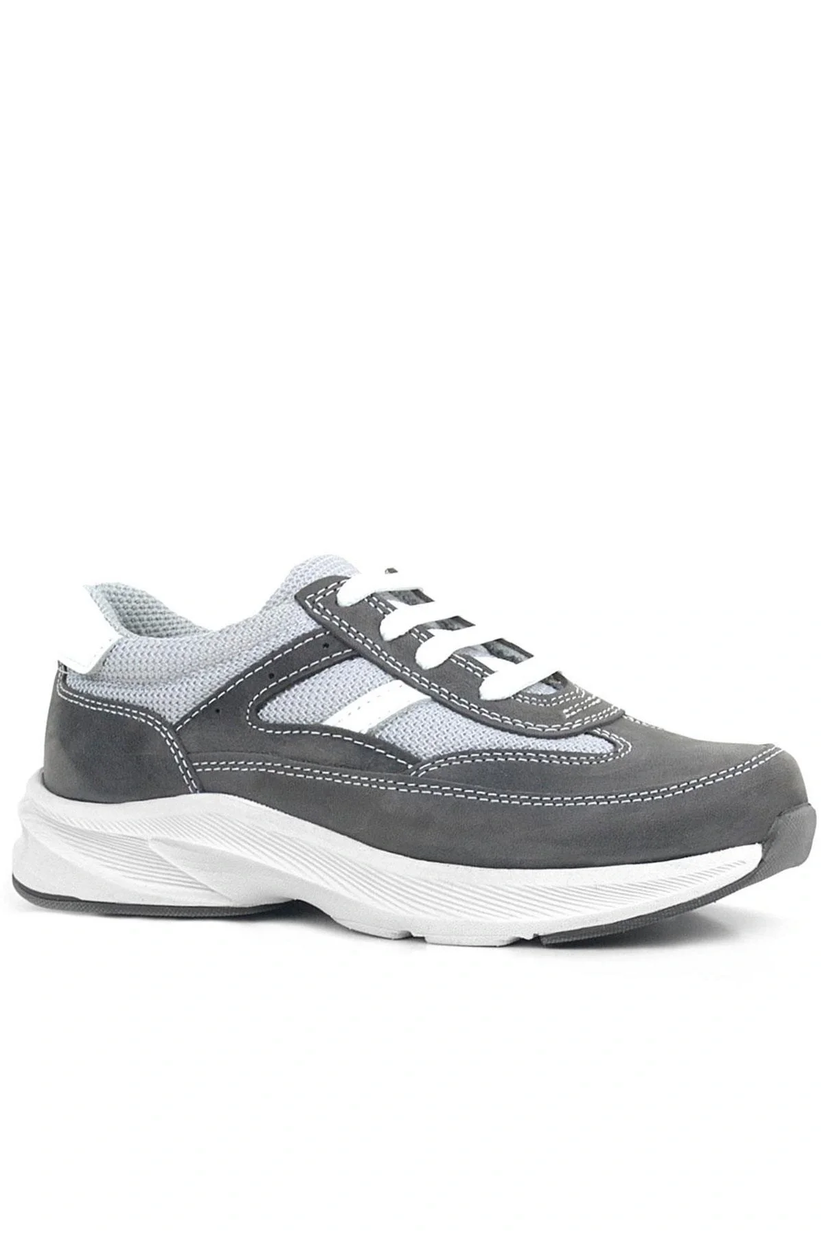 Rakerplus Hakiki Deri Anatomik Gri Bağcıklı Hafif Çocuk Spor Ayakkabı