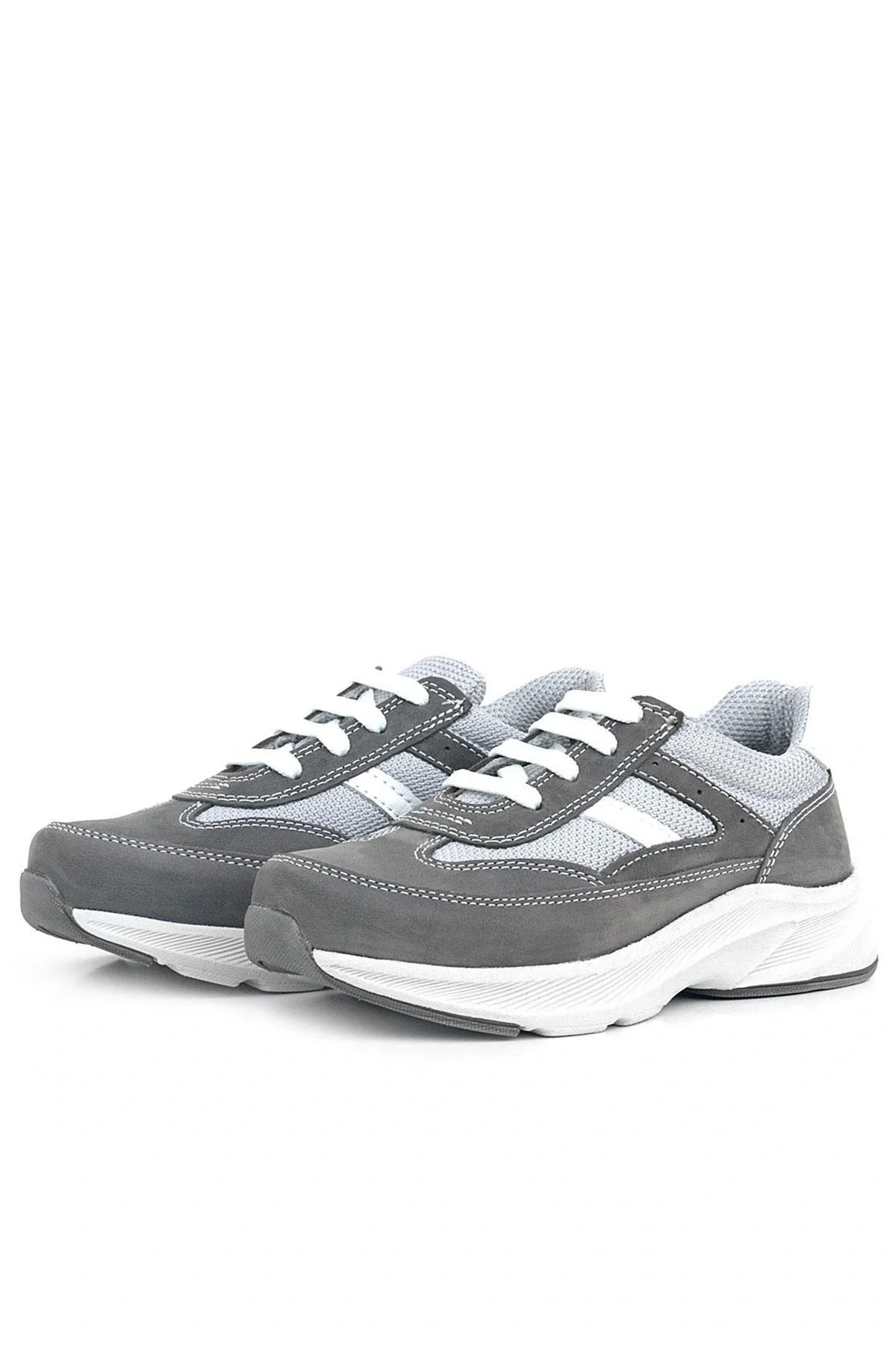 Rakerplus Hakiki Deri Anatomik Gri Bağcıklı Hafif Çocuk Spor Ayakkabı