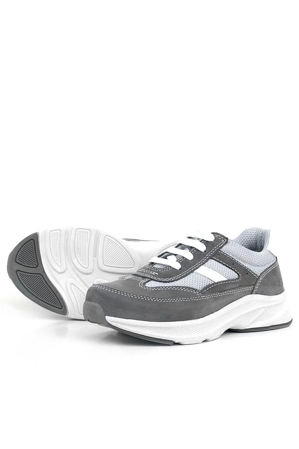 Rakerplus Hakiki Deri Anatomik Gri Bağcıklı Hafif Çocuk Spor Ayakkabı