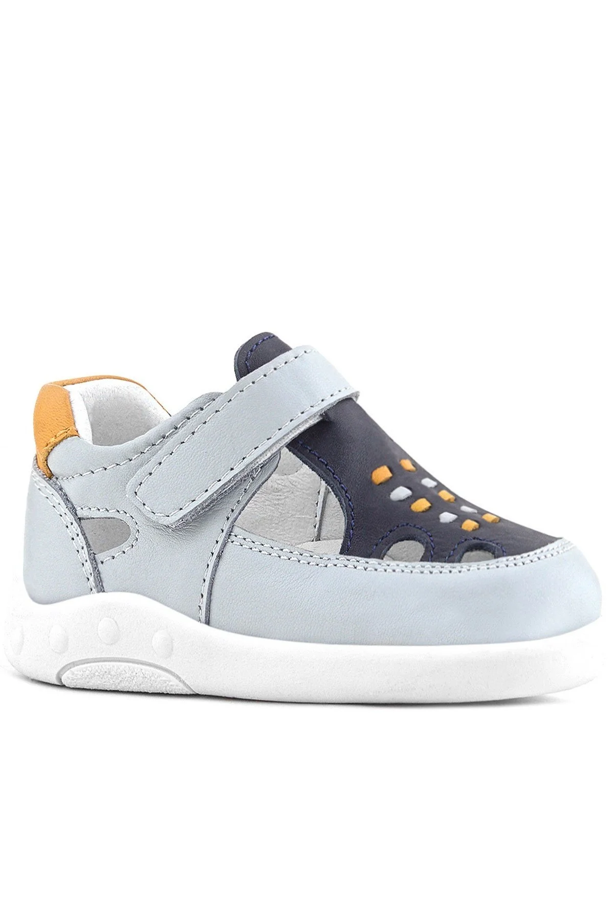 Rakerplus Hakiki Deri Anatomik Gri Cırtlı Bebek Sandalet Ayakkabı