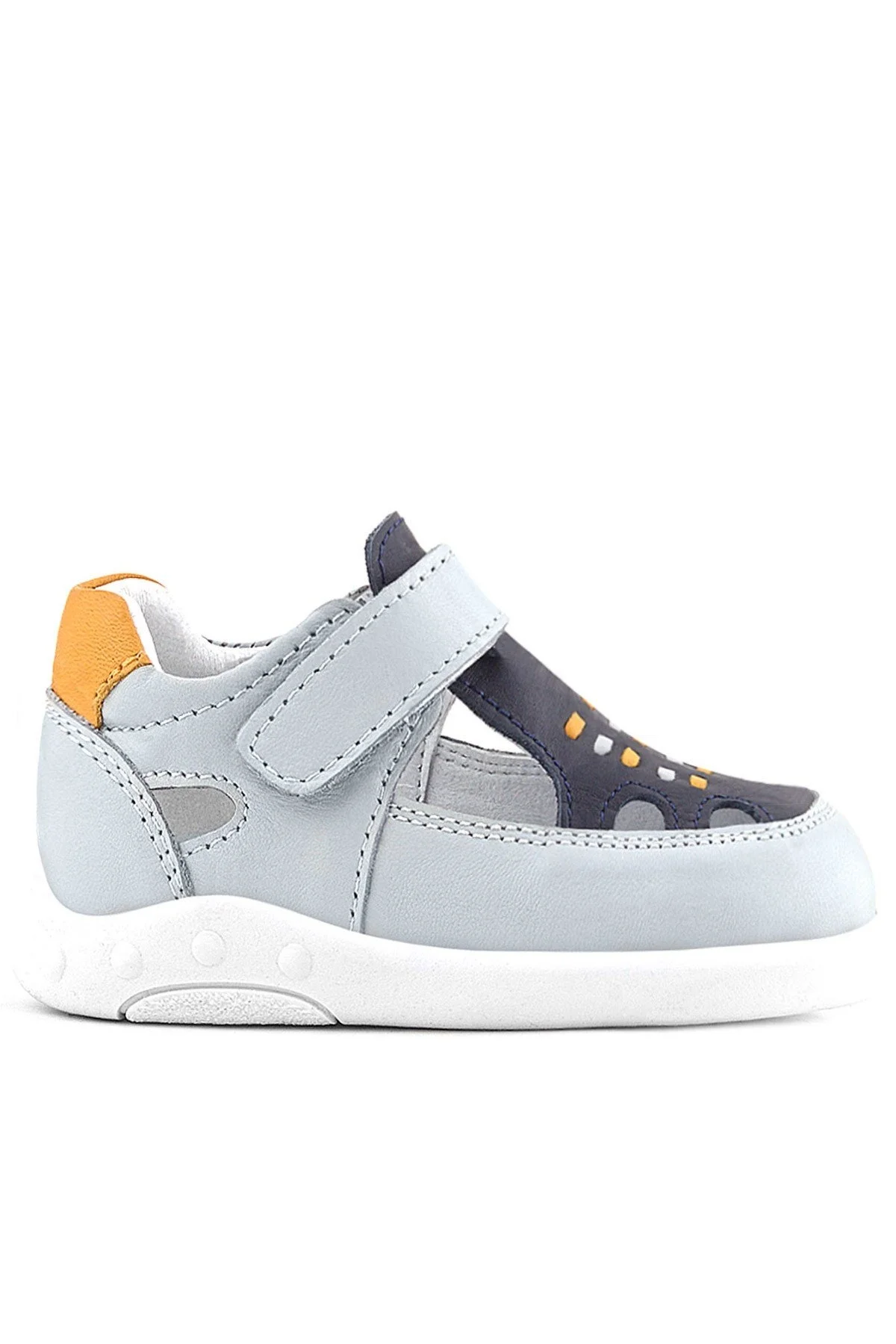 Rakerplus Hakiki Deri Anatomik Gri Cırtlı Bebek Sandalet Ayakkabı