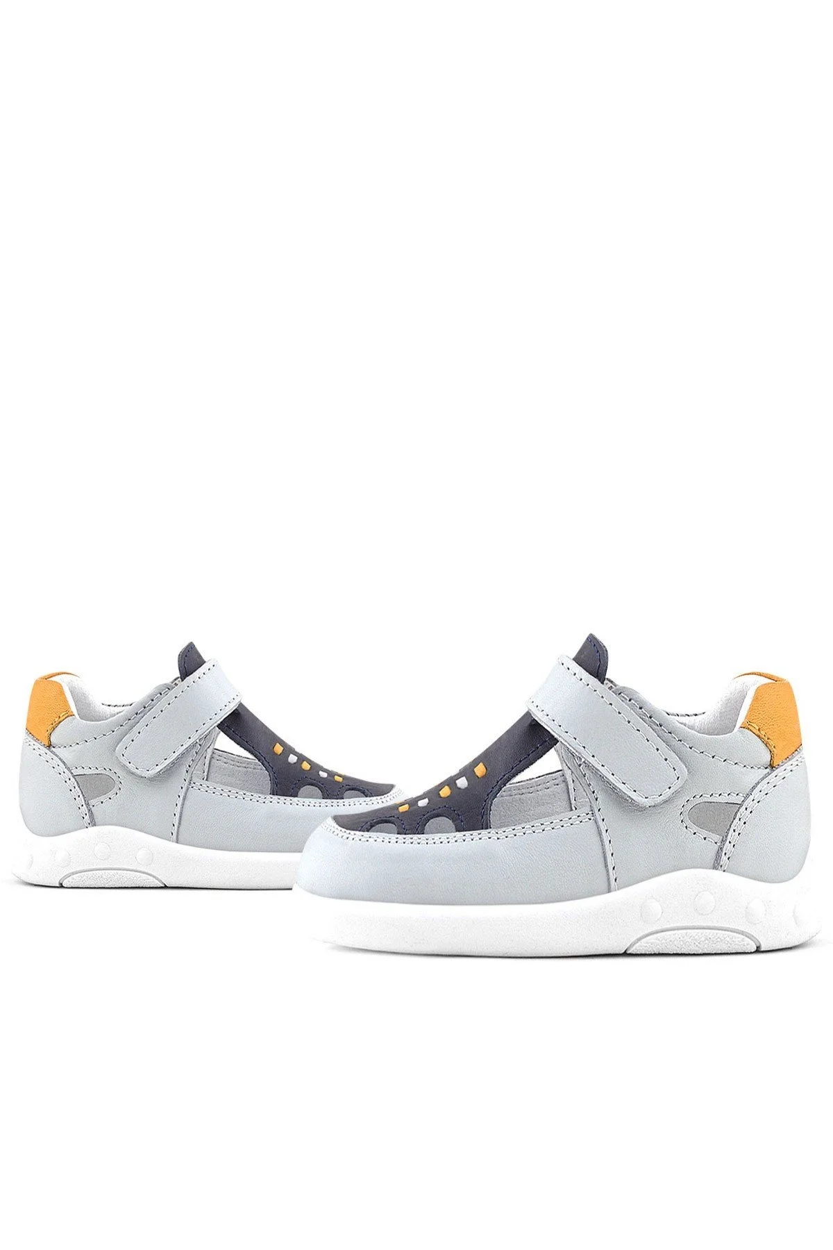 Rakerplus Hakiki Deri Anatomik Gri Cırtlı Bebek Sandalet Ayakkabı