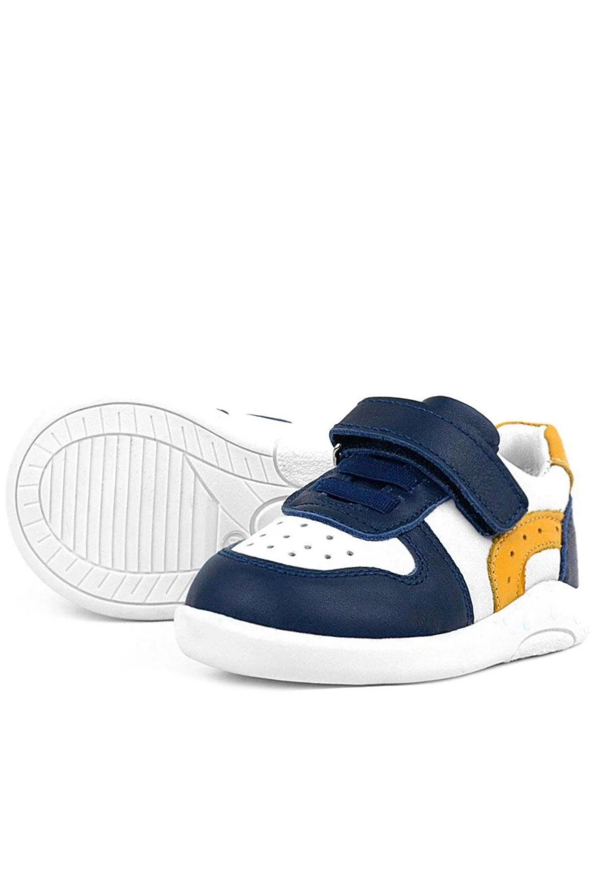 Rakerplus Hakiki Deri Anatomik Lacivert Beyaz Bebek Spor Ayakkabı