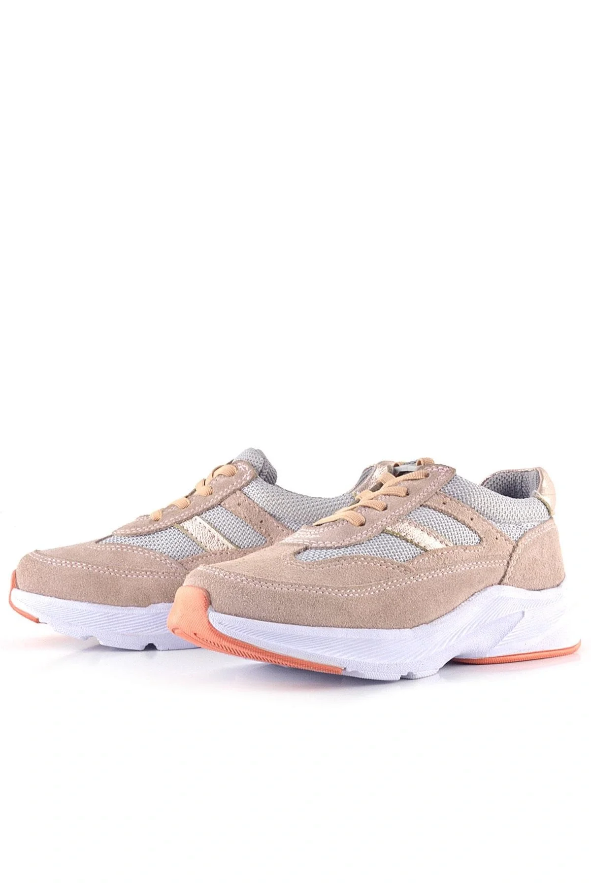 Rakerplus Hakiki Deri Anatomik Pudra Lastik Bağcıklı Hafif Kız Çocuk Günlük Ayakkabı