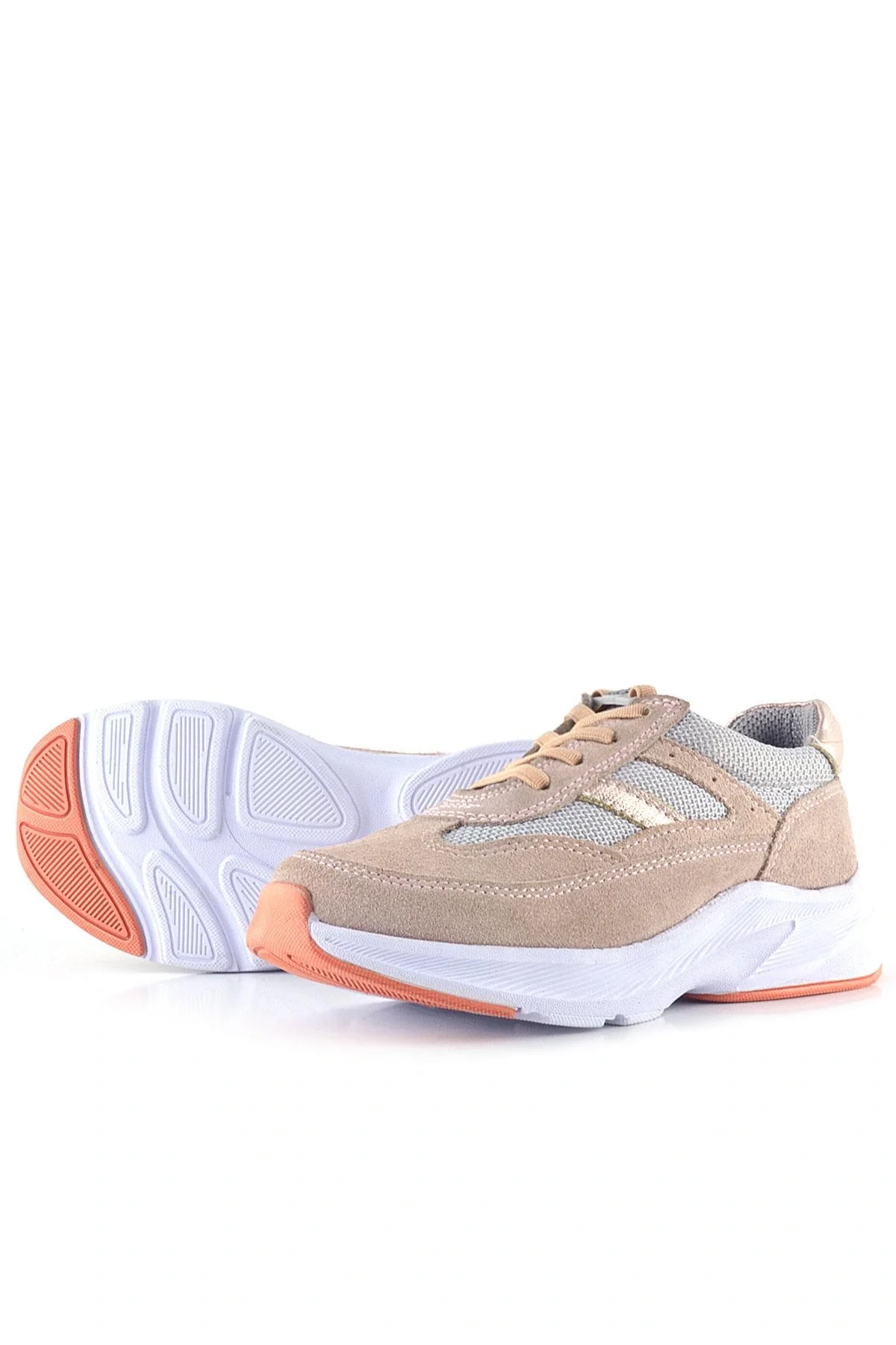 Rakerplus Hakiki Deri Anatomik Pudra Lastik Bağcıklı Hafif Kız Çocuk Günlük Ayakkabı
