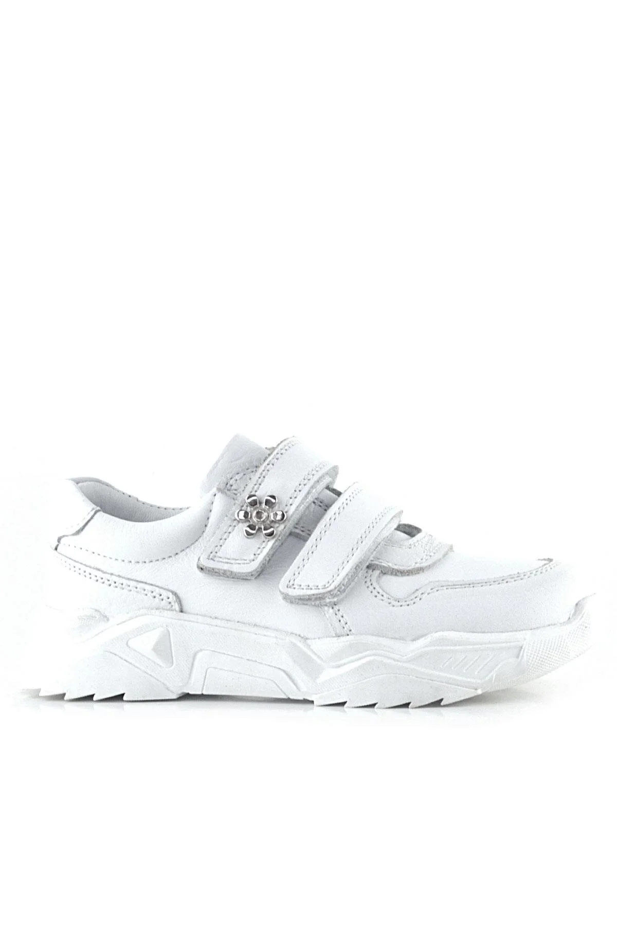 Rakerplus Hakiki Deri Beyaz Çiçek Detaylı Kız Çocuk Spor Ayakkabı
