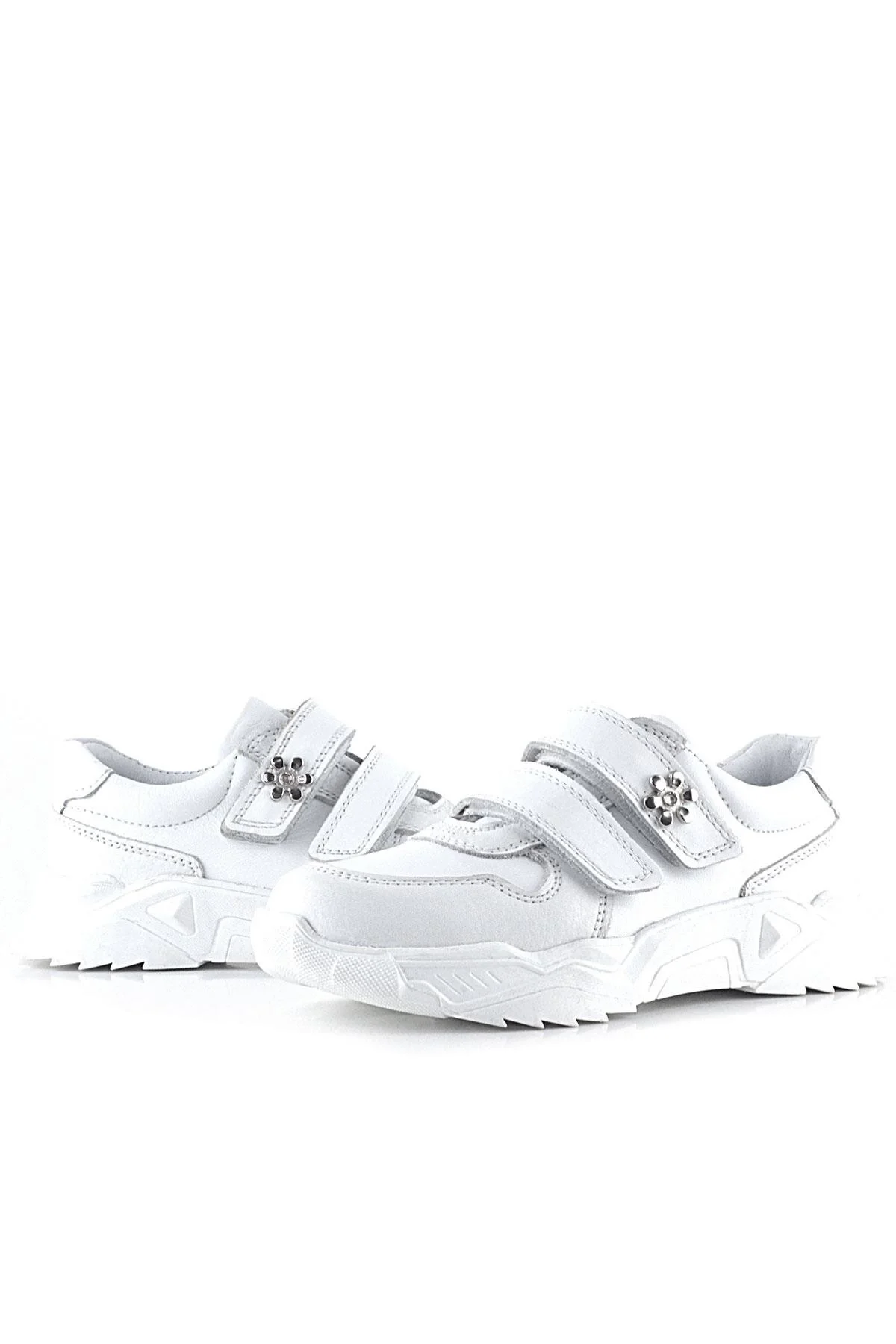 Rakerplus Hakiki Deri Beyaz Çiçek Detaylı Kız Çocuk Spor Ayakkabı