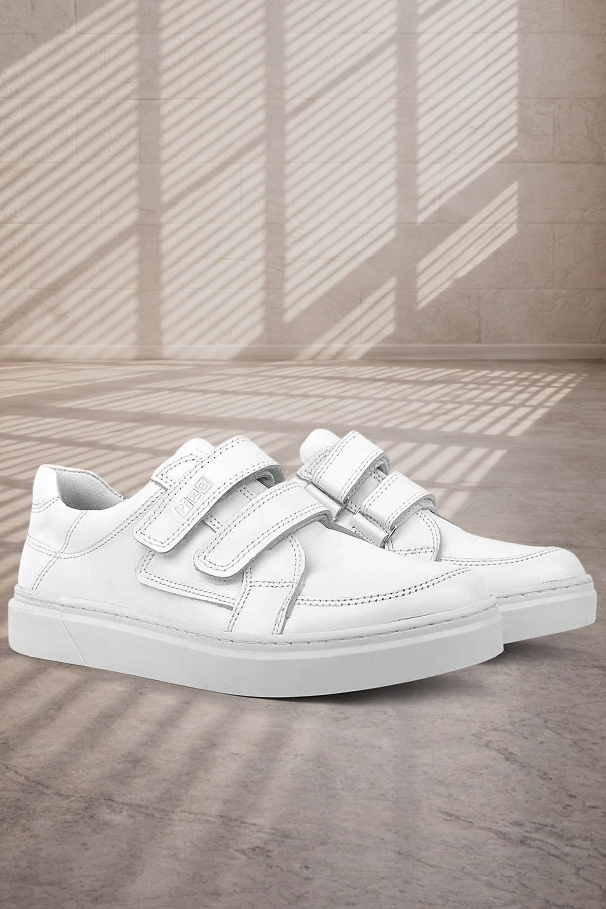 Rakerplus Hakiki Deri Beyaz Cırtlı Genç Erkek Spor Ayakkabı