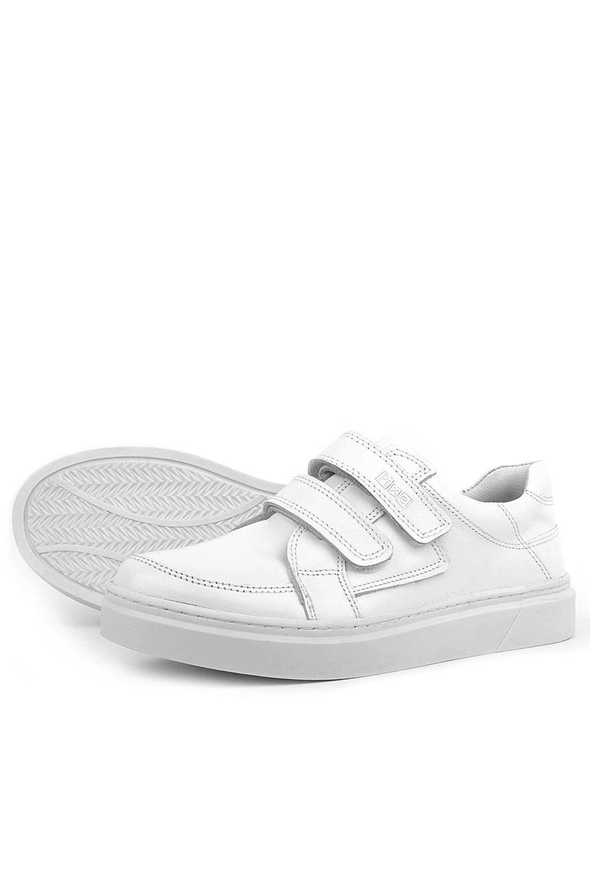 Rakerplus Hakiki Deri Beyaz Cırtlı Genç Erkek Spor Ayakkabı