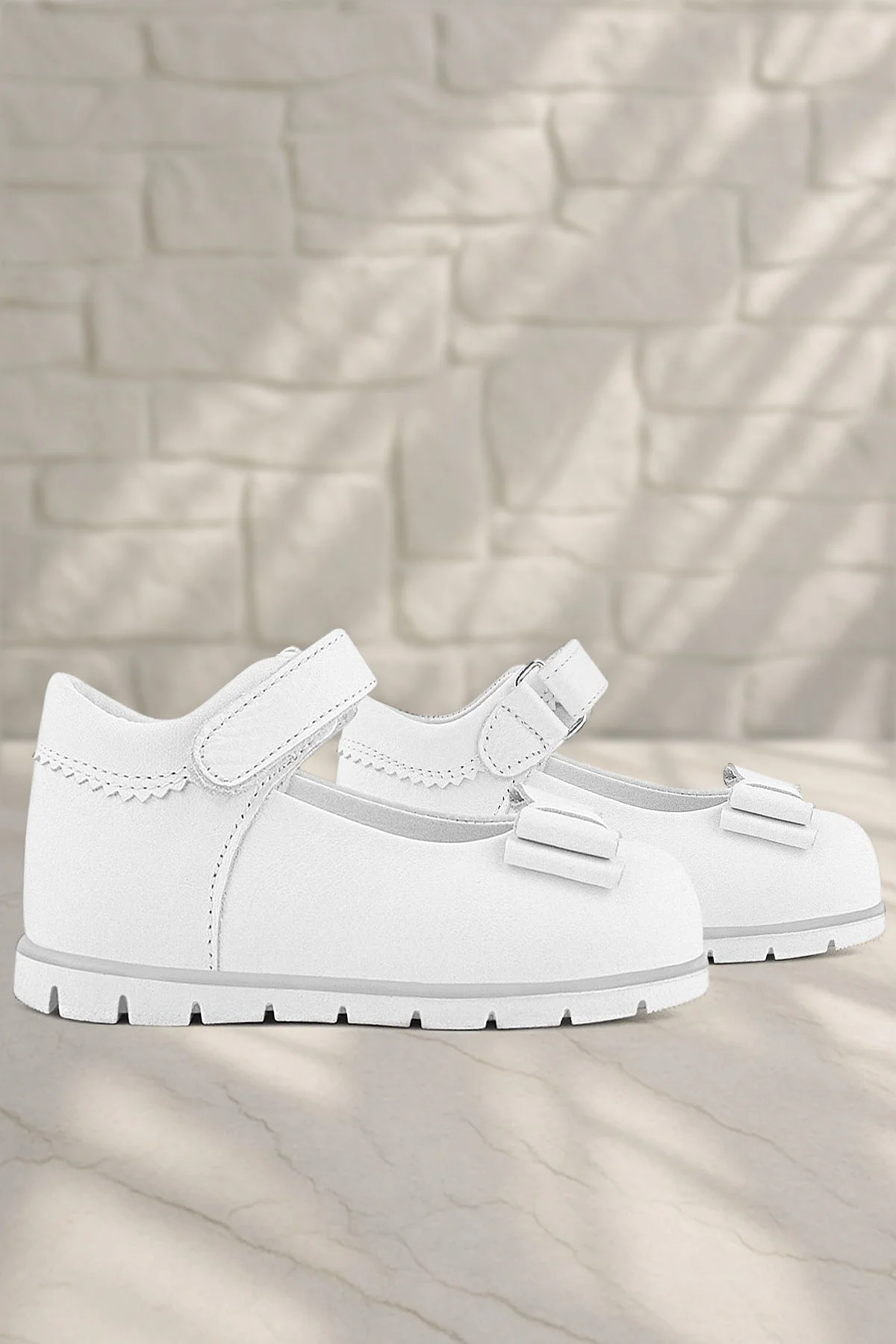 Rakerplus Hakiki Deri Beyaz Kız Bebek Babet Ayakkabı