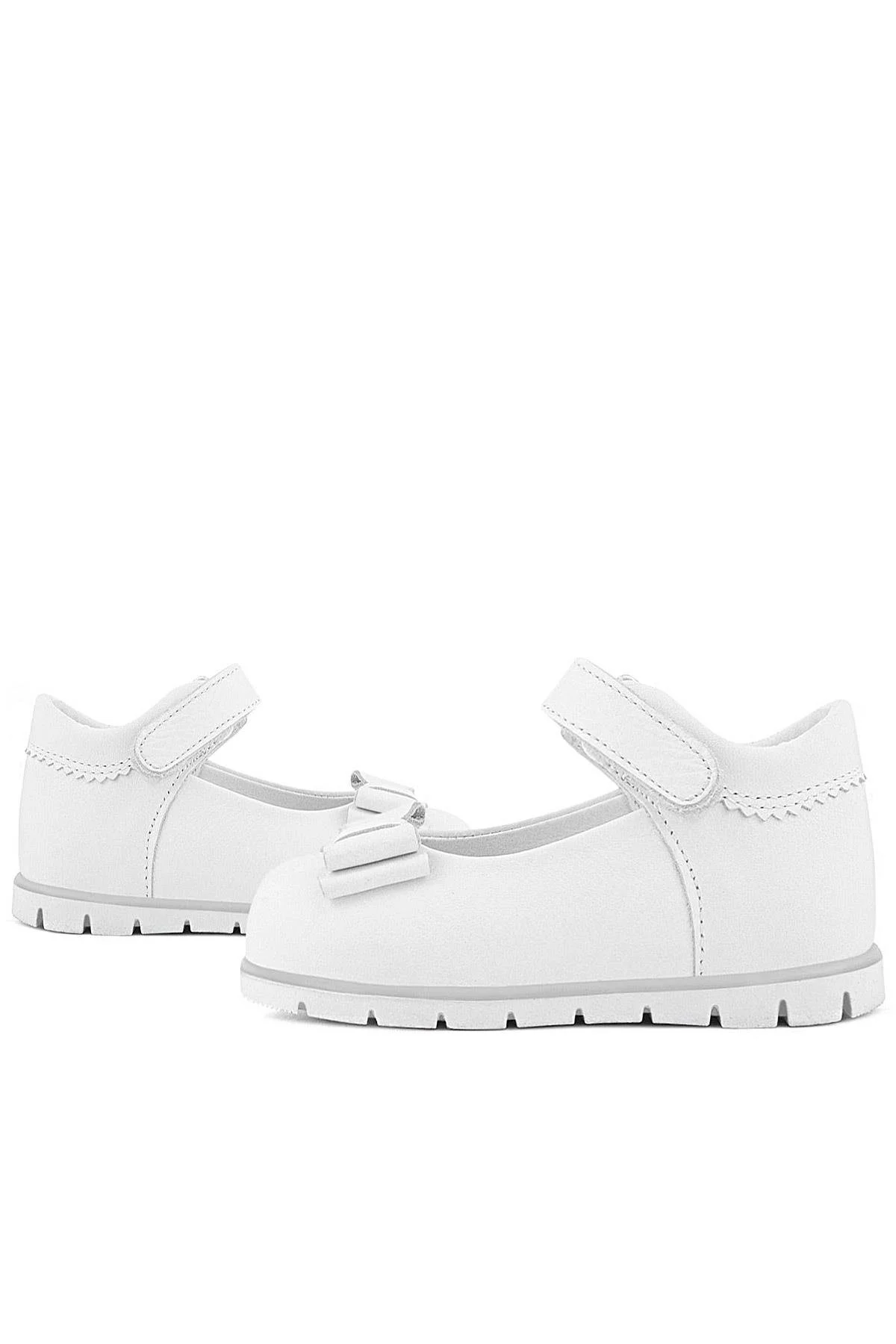 Rakerplus Hakiki Deri Beyaz Kız Bebek Babet Ayakkabı