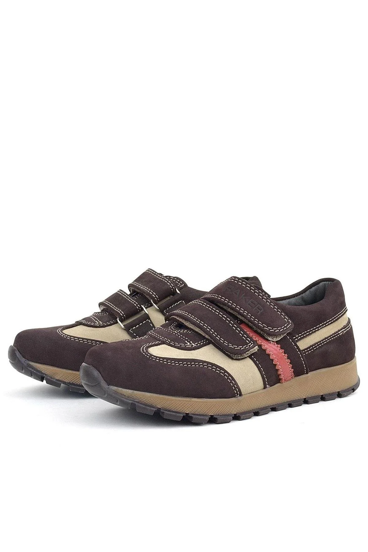 Rakerplus Hakiki Deri Cırtlı Kahve Kum Çocuk Spor Okul Ayakkabı