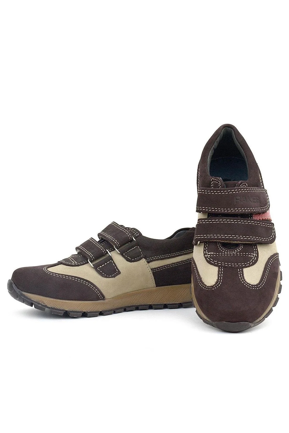 Rakerplus Hakiki Deri Cırtlı Kahve Kum Çocuk Spor Okul Ayakkabı
