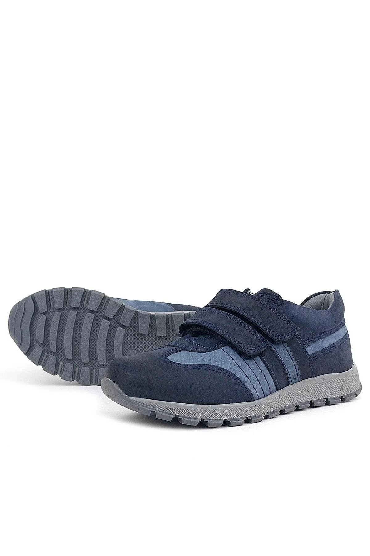 Rakerplus Hakiki Deri Cırtlı Lacivert Mavi Çocuk Spor Okul Ayakkabı