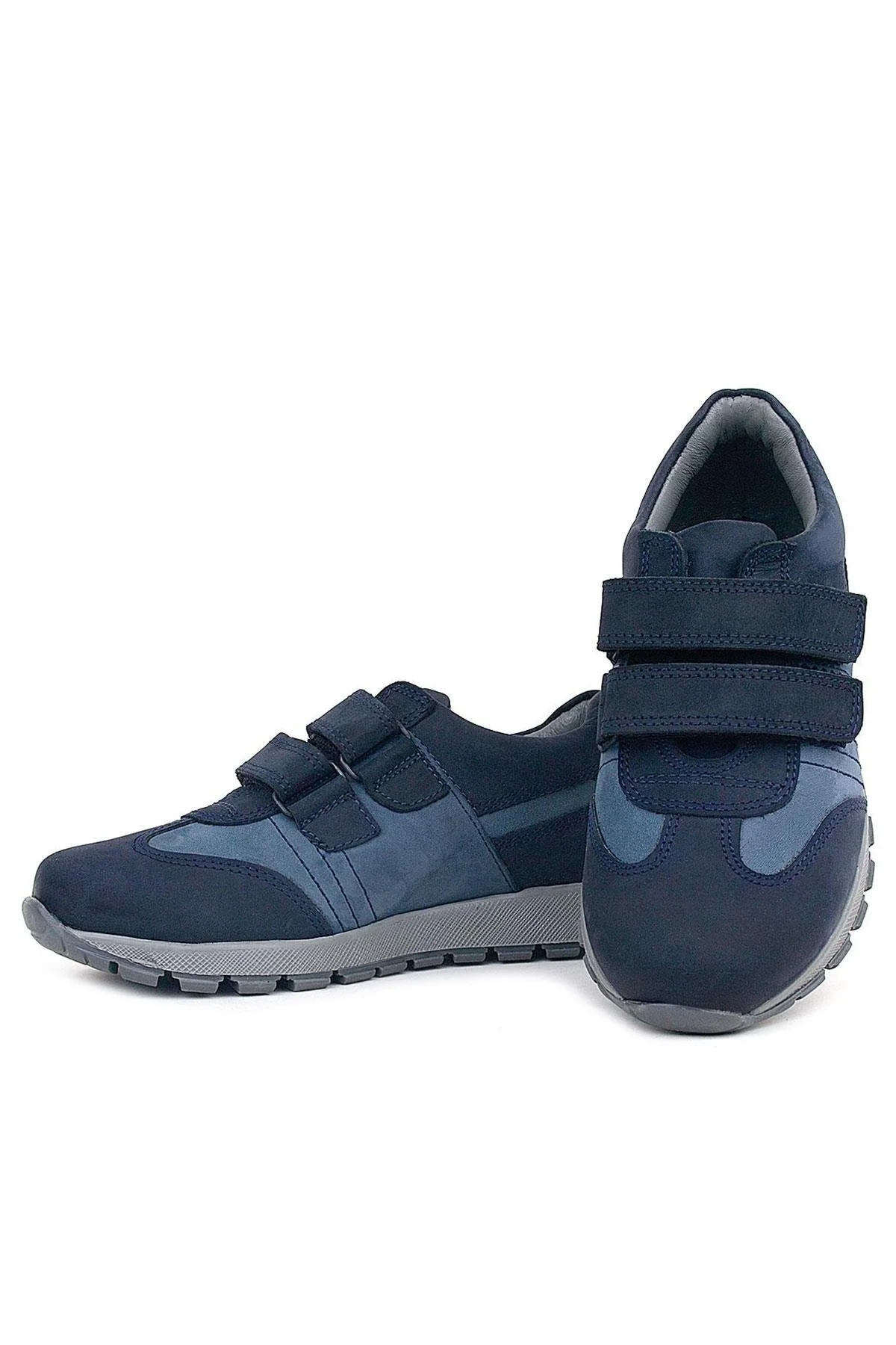 Rakerplus Hakiki Deri Cırtlı Lacivert Mavi Çocuk Spor Okul Ayakkabı