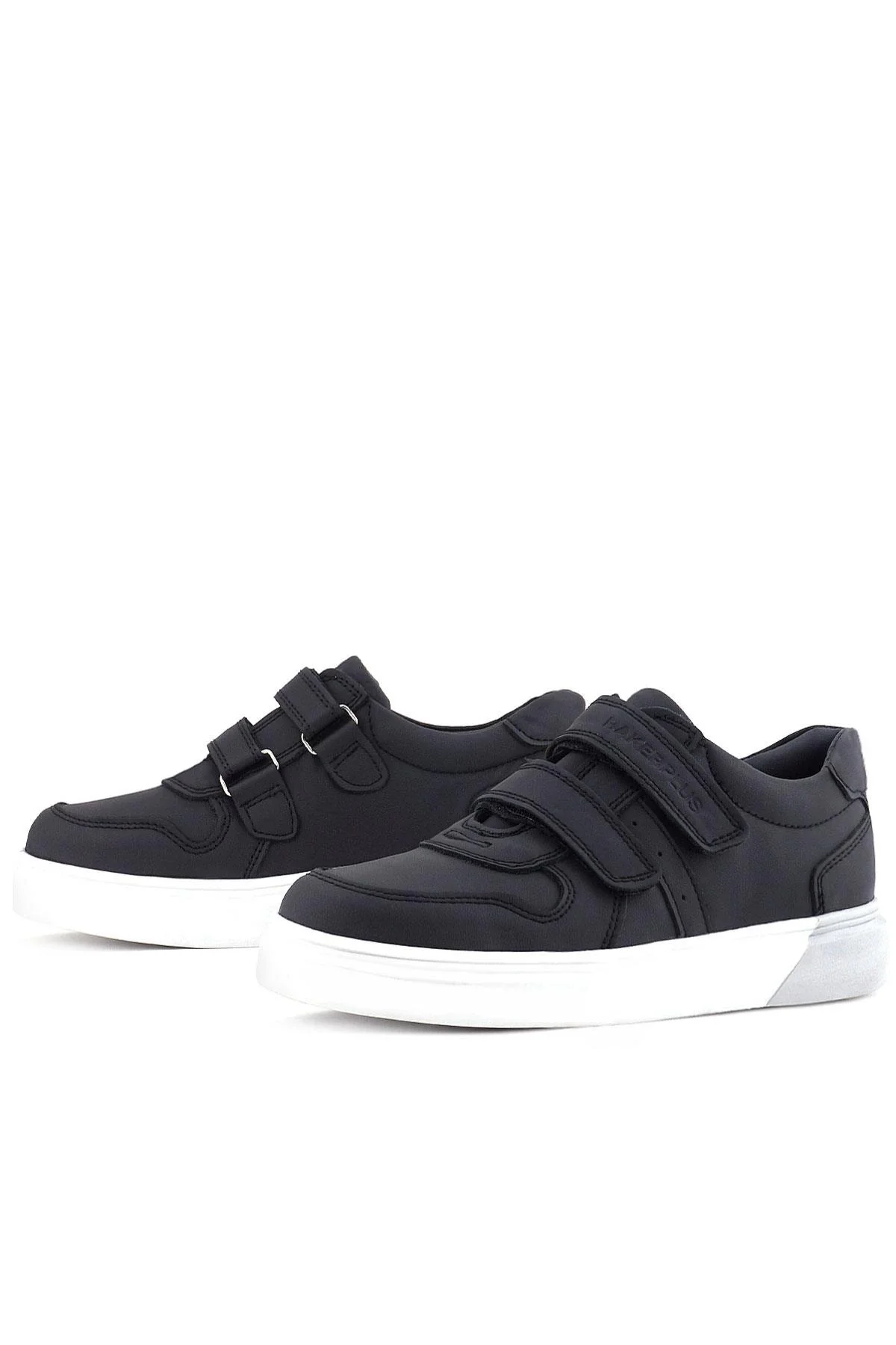 Rakerplus Hakiki Deri Cırtlı Siyah Beyaz Tabanlı Erkek Çocuk Spor Ayakkabı