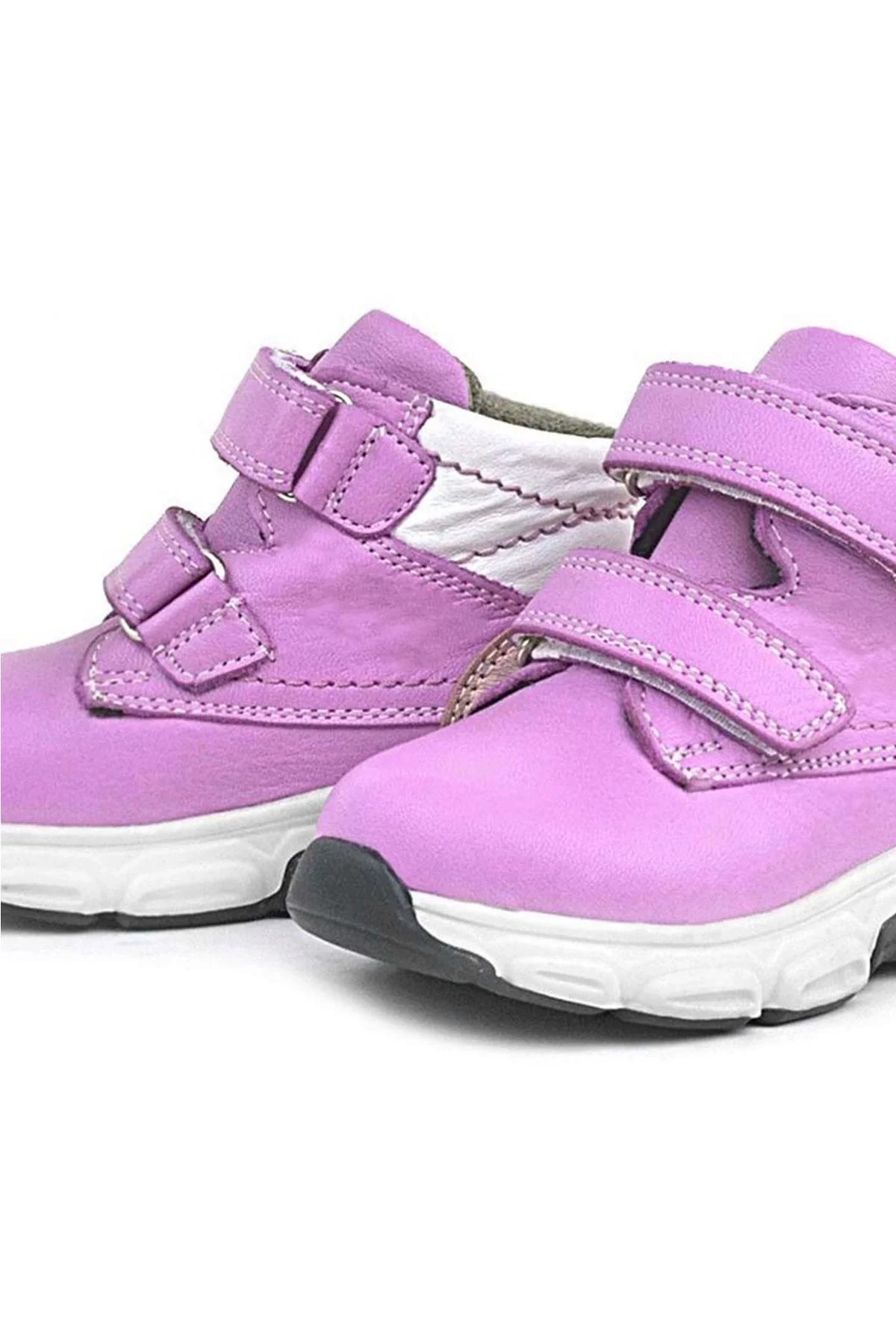 Rakerplus Hakiki Deri Fuşya Pembe Cırtlı Kız Bebek Bot Ayakkabı