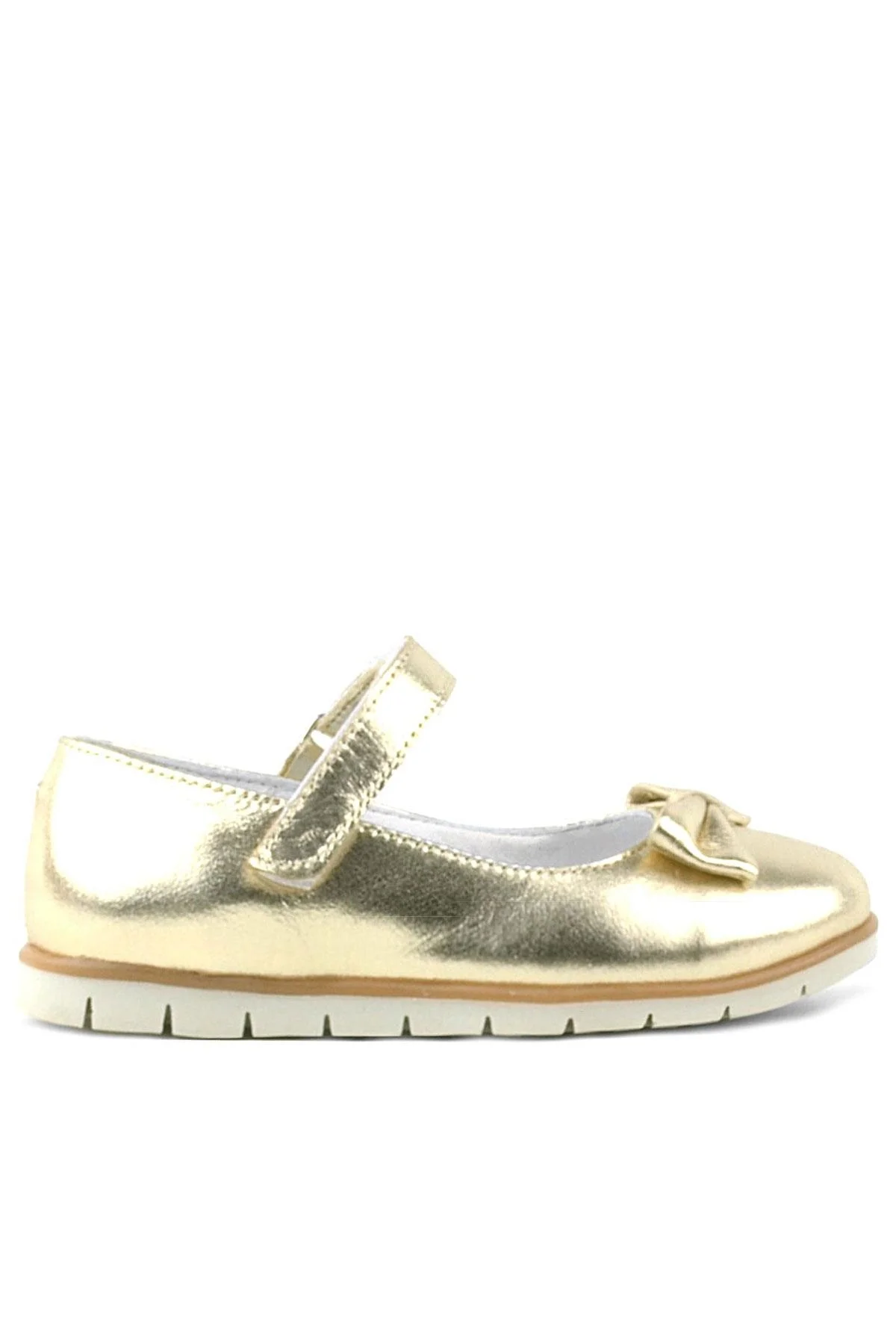 Rakerplus Hakiki Deri Gold Fiyonklu Cırtlı Kız Çocuk Babet