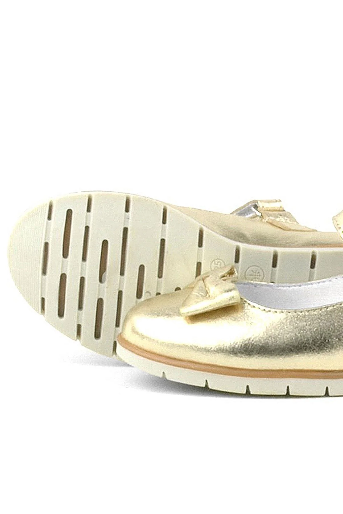 Rakerplus Hakiki Deri Gold Fiyonklu Cırtlı Kız Çocuk Babet