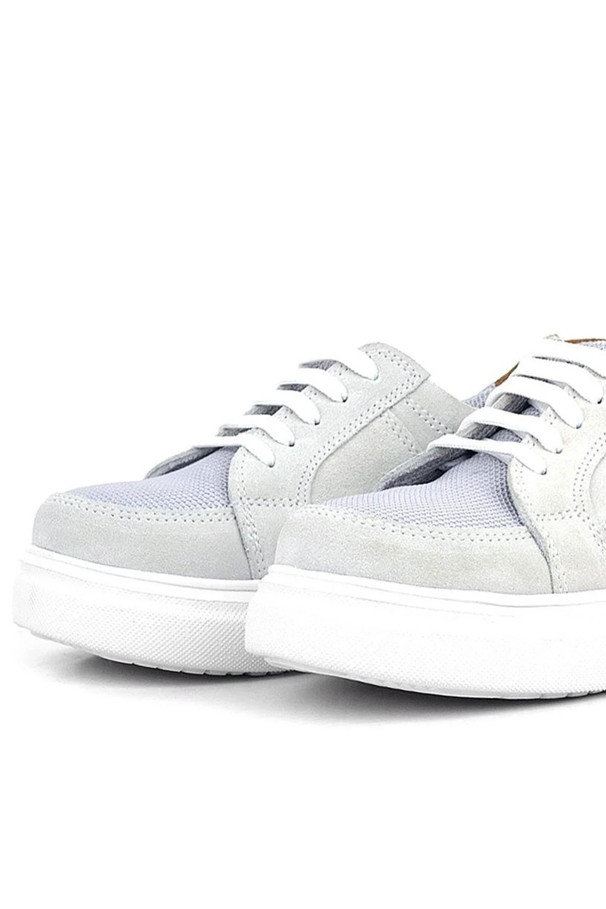 Rakerplus Hakiki Deri Gri Bağcıklı Çocuk Günlük Okul Ayakkabı