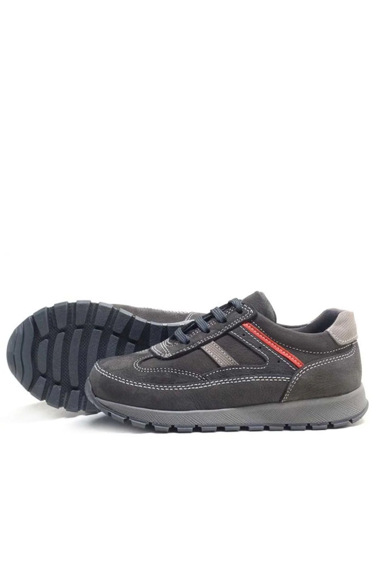 Rakerplus Hakiki Deri Gri Bağcıklı Erkek Çocuk Spor Okul Ayakkabı
