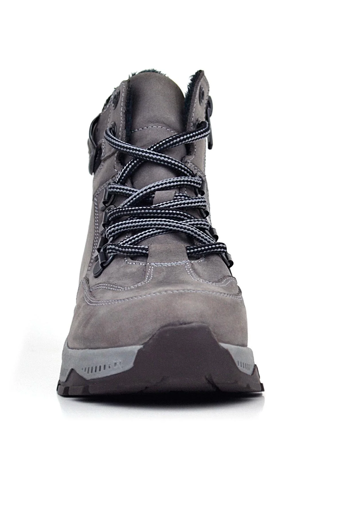 Rakerplus Hakiki Deri Gri Bağcıklı Fermuarlı Trekking Çocuk Bot