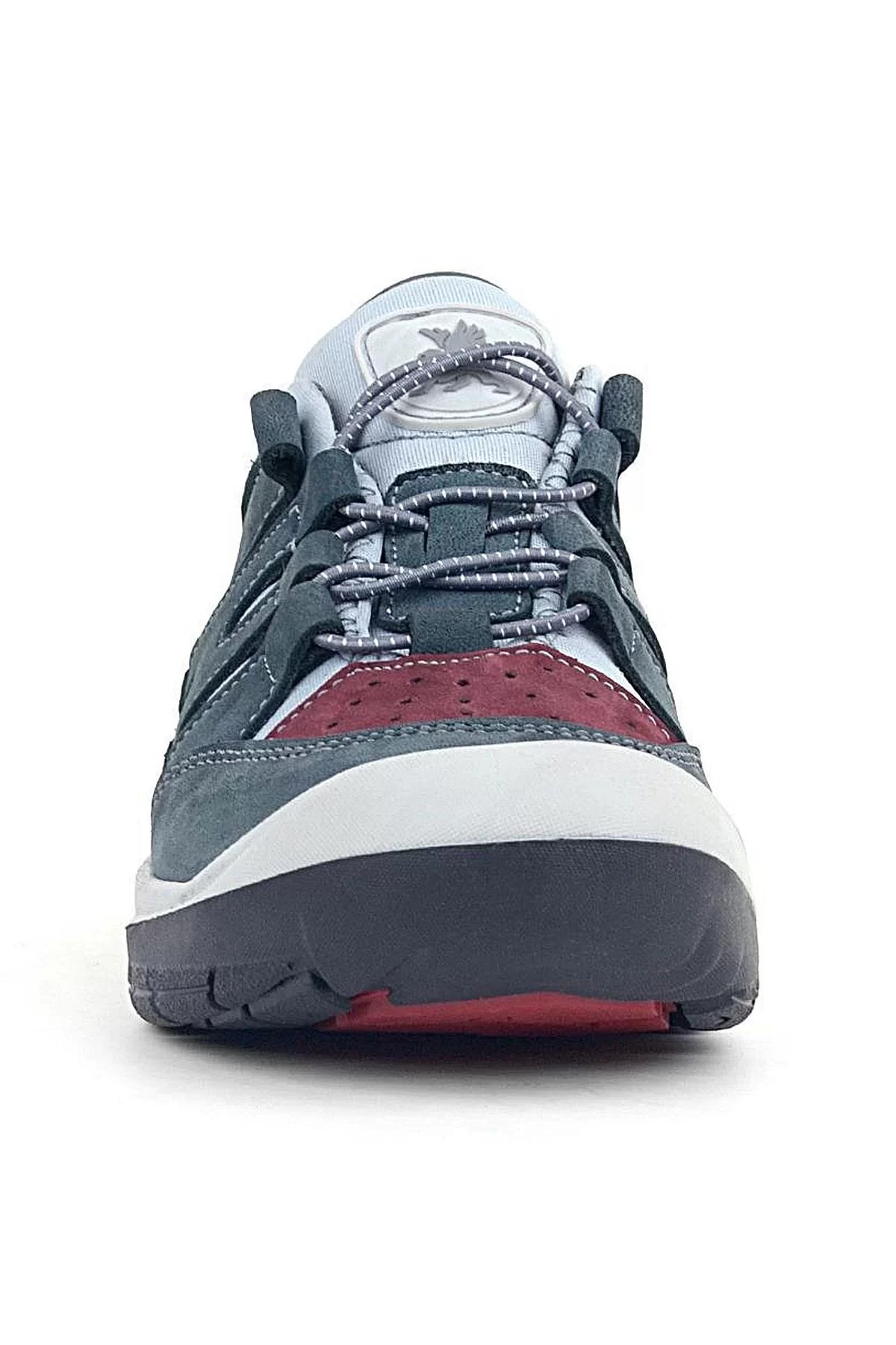 Rakerplus Hakiki Deri Gri Bordo Lastik Bağcıklı Çocuk Outdoor Ayakkabı