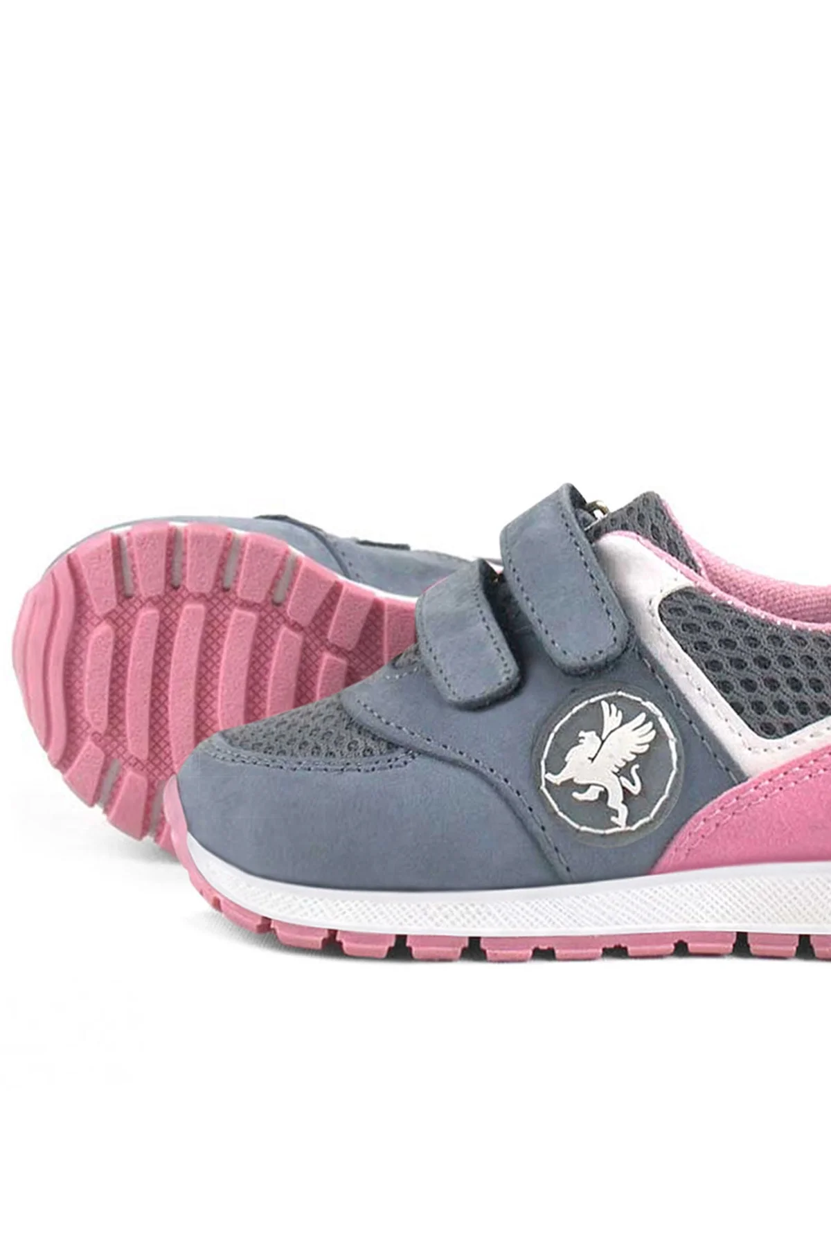 Rakerplus Hakiki Deri Gri Cırtlı Kız Bebek Spor Ayakkabı