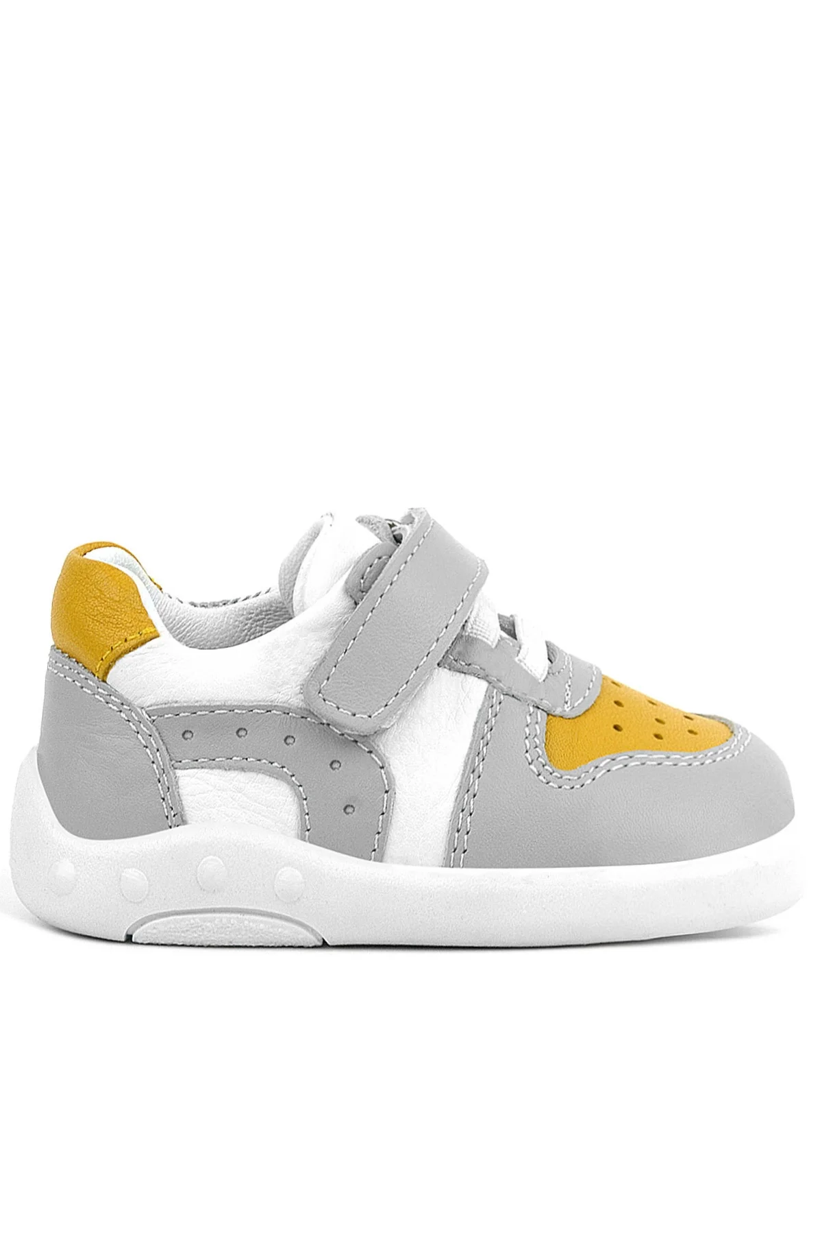 Rakerplus Hakiki Deri Gri Sarı Anatomik Bebek Spor Ayakkabı