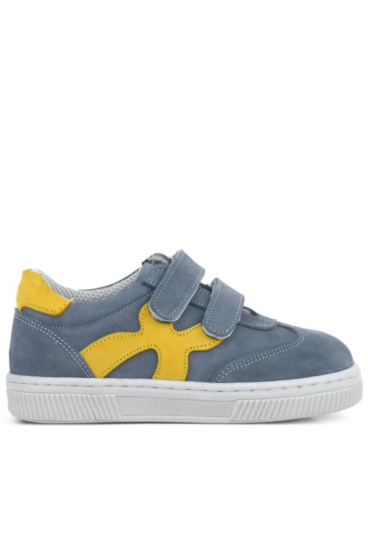 Rakerplus Hakiki Deri Gri Sarı Cırtlı Çocuk Spor Ayakkabı