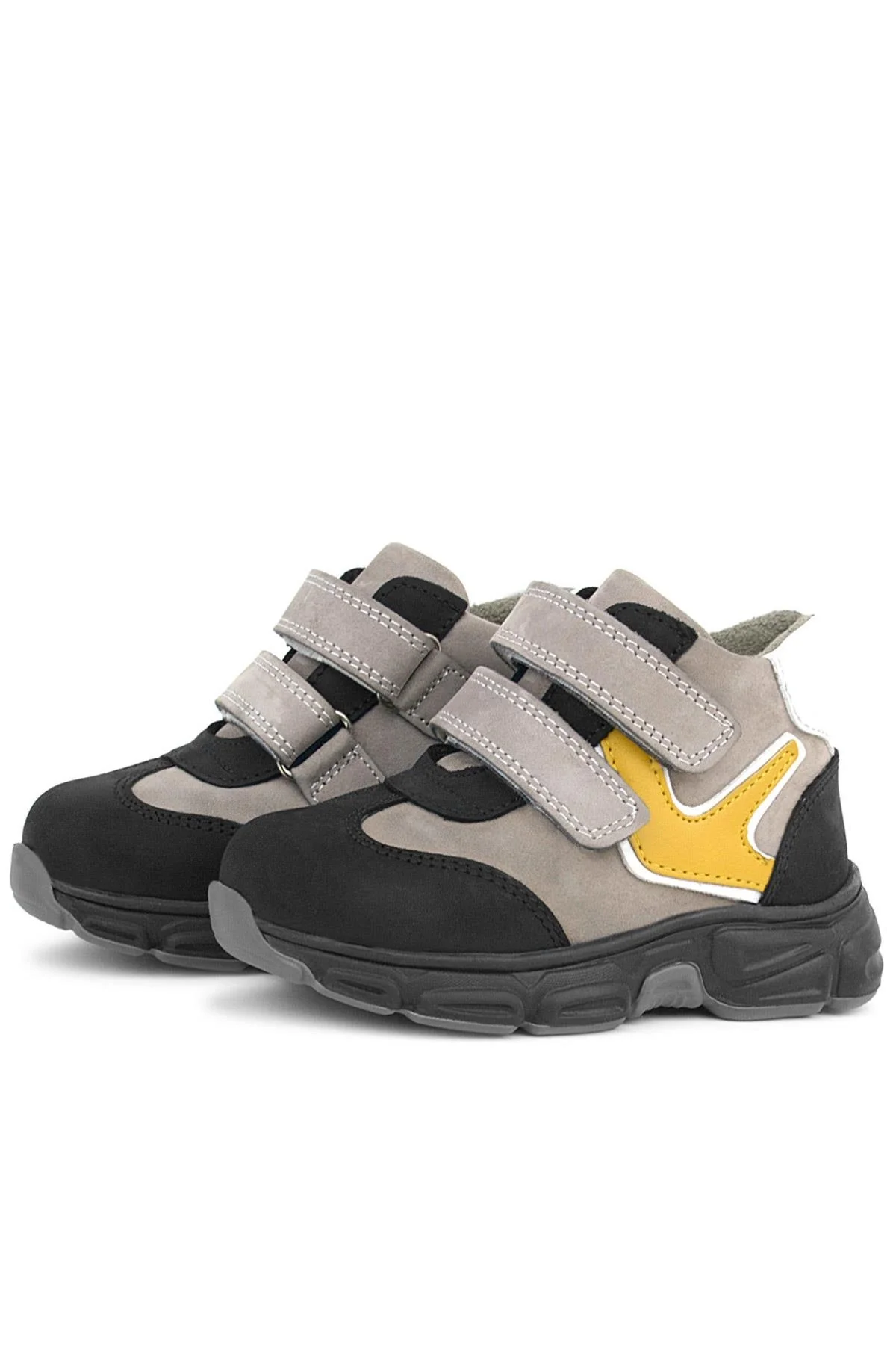Rakerplus Hakiki Deri Gri Siyah Bebek Spor Bot Ayakkabı