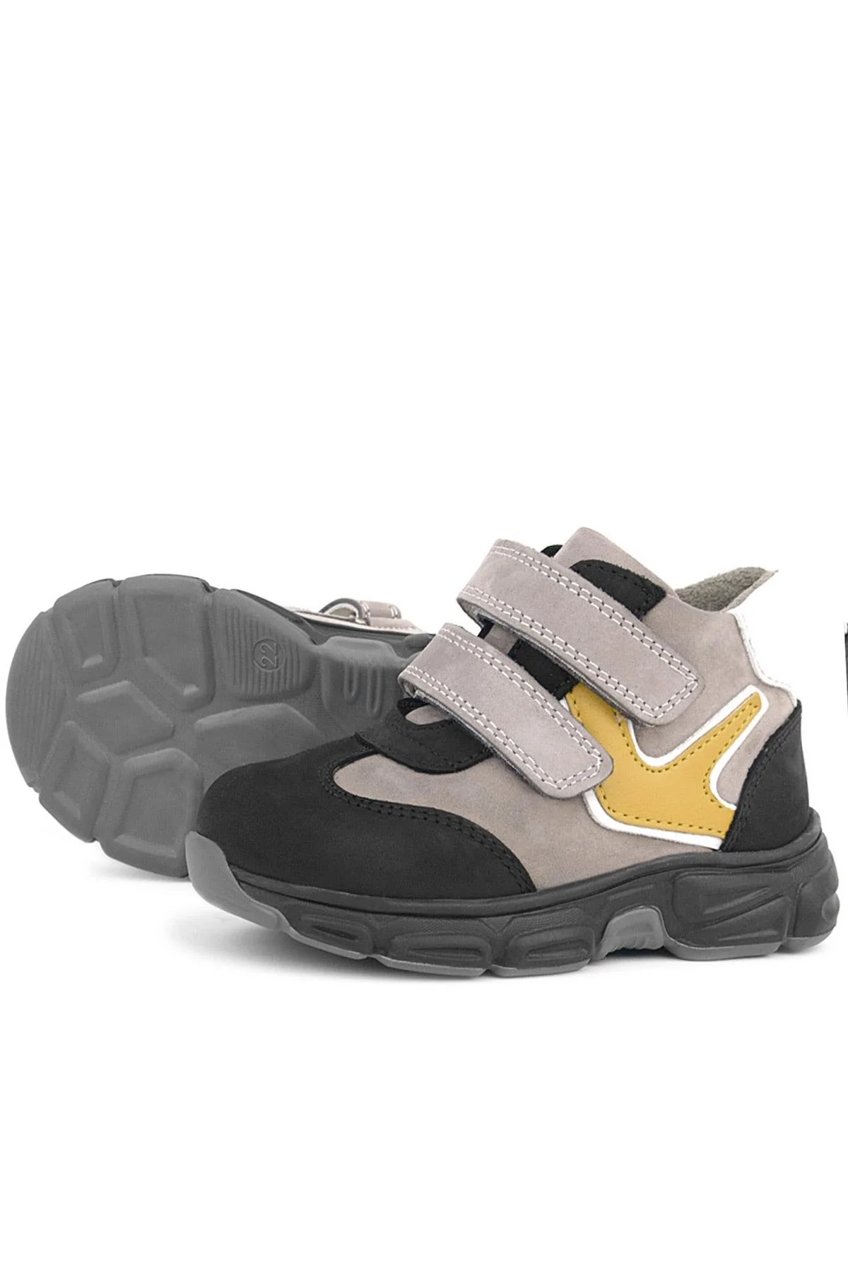 Rakerplus Hakiki Deri Gri Siyah Bebek Spor Bot Ayakkabı
