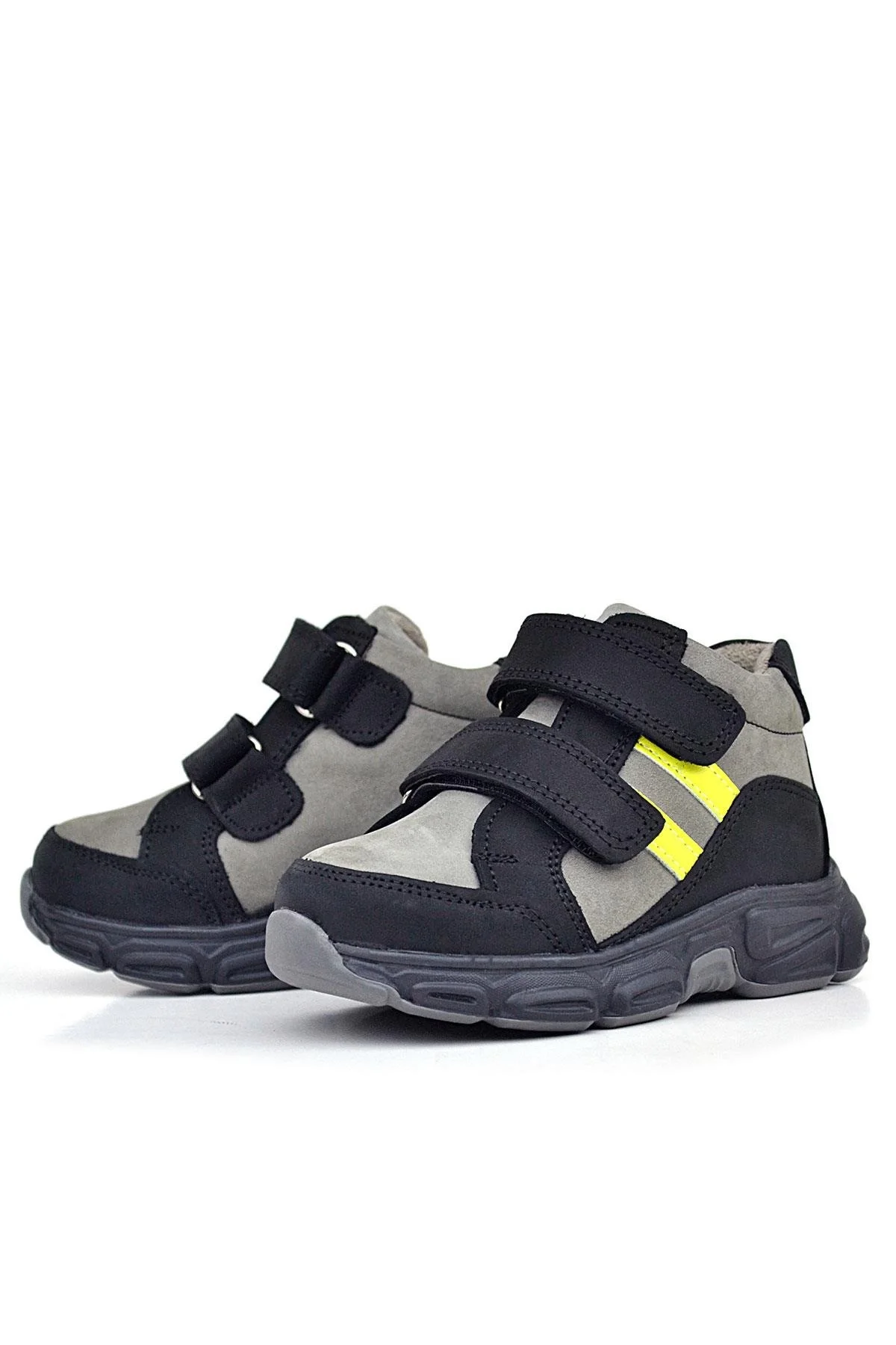 Rakerplus Hakiki Deri Gri Siyah Bebek Spor Bot Ayakkabı