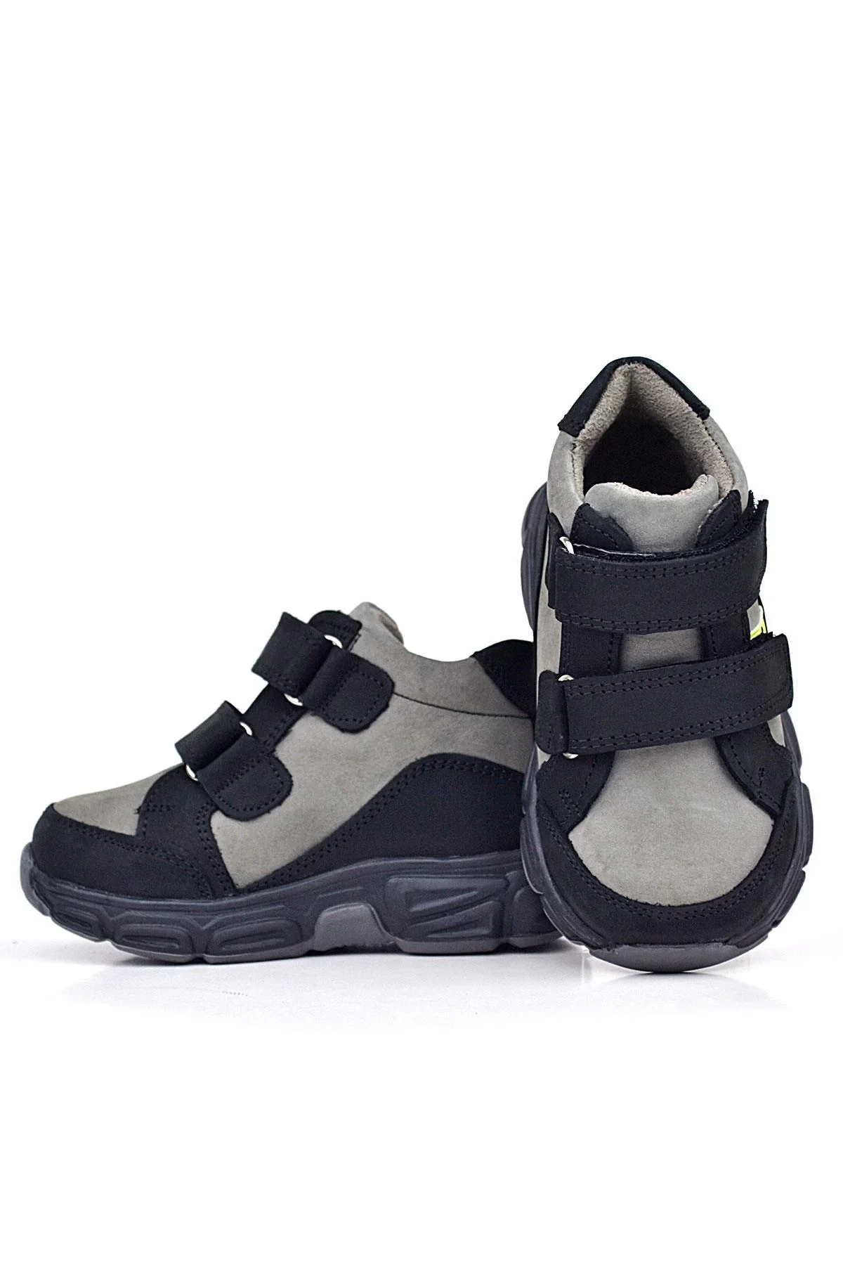 Rakerplus Hakiki Deri Gri Siyah Bebek Spor Bot Ayakkabı