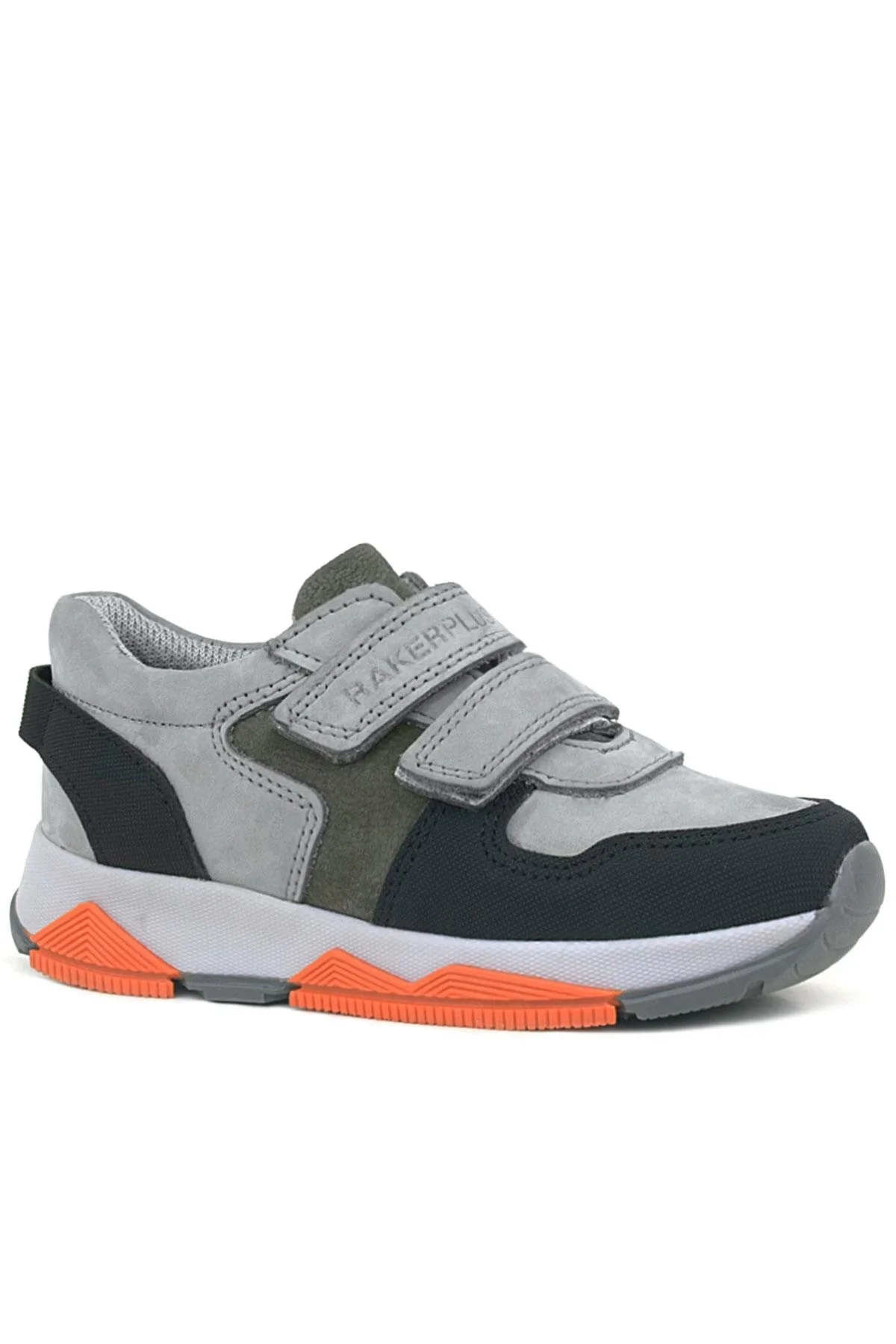 Rakerplus Hakiki Deri Gri Siyah Çocuk Sneakers Spor Ayakkabı