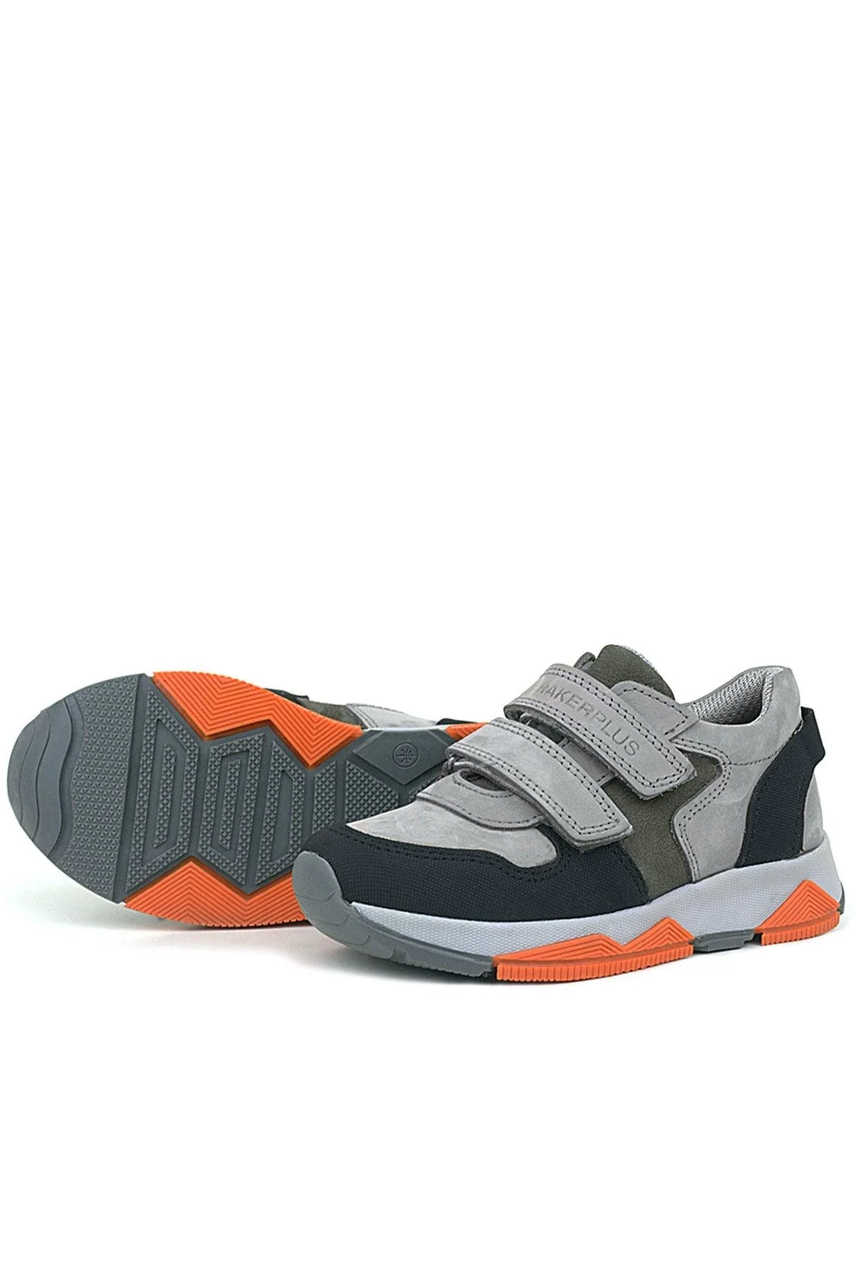 Rakerplus Hakiki Deri Gri Siyah Çocuk Sneakers Spor Ayakkabı