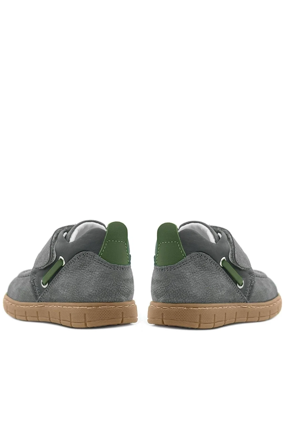 Rakerplus Hakiki Deri Gri Yeşil Cırt Cırtlı Bebek Bot