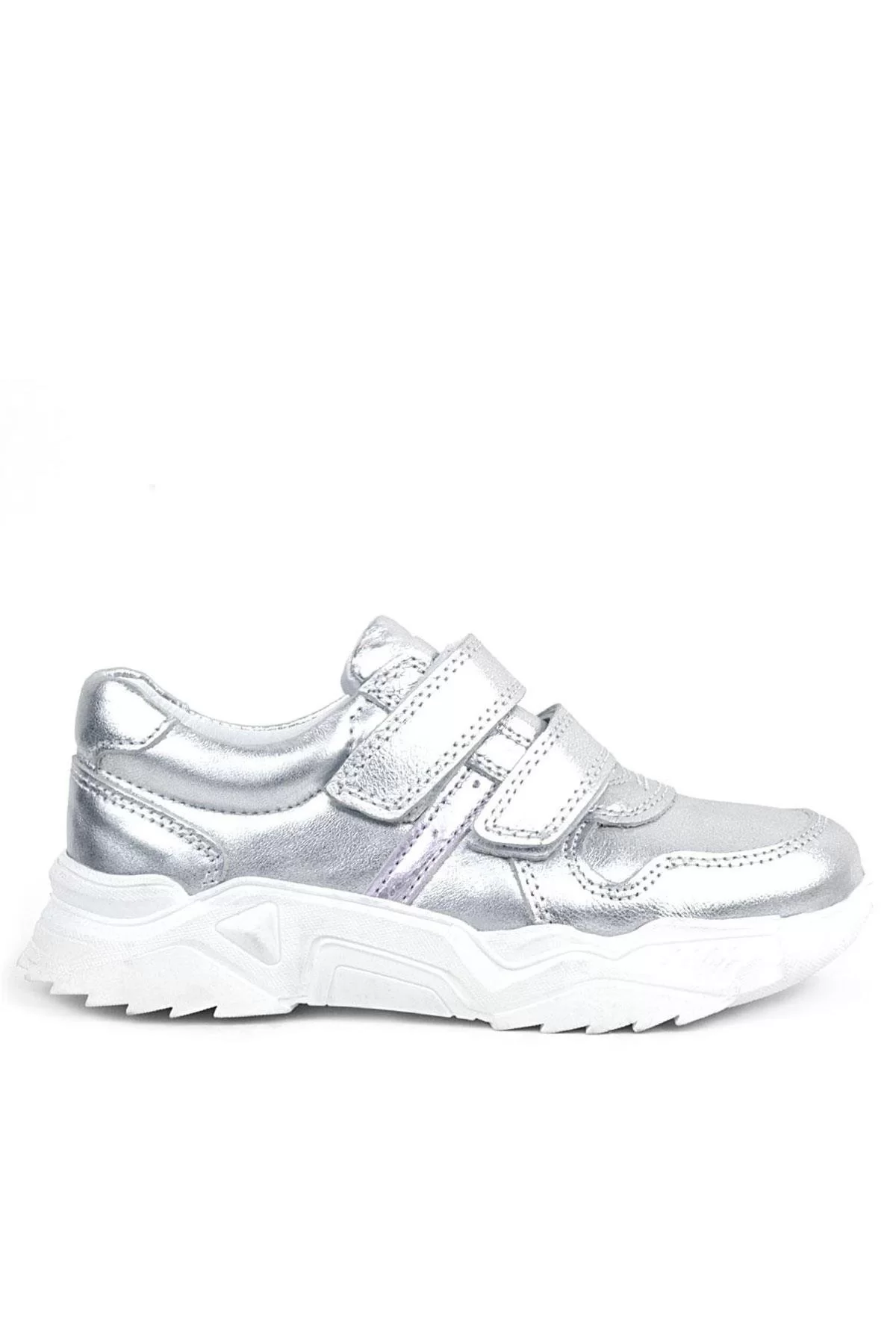 Rakerplus Hakiki Deri Gümüş Beyaz Tabanlı Kız Çocuk Sneakers Ayakkabı