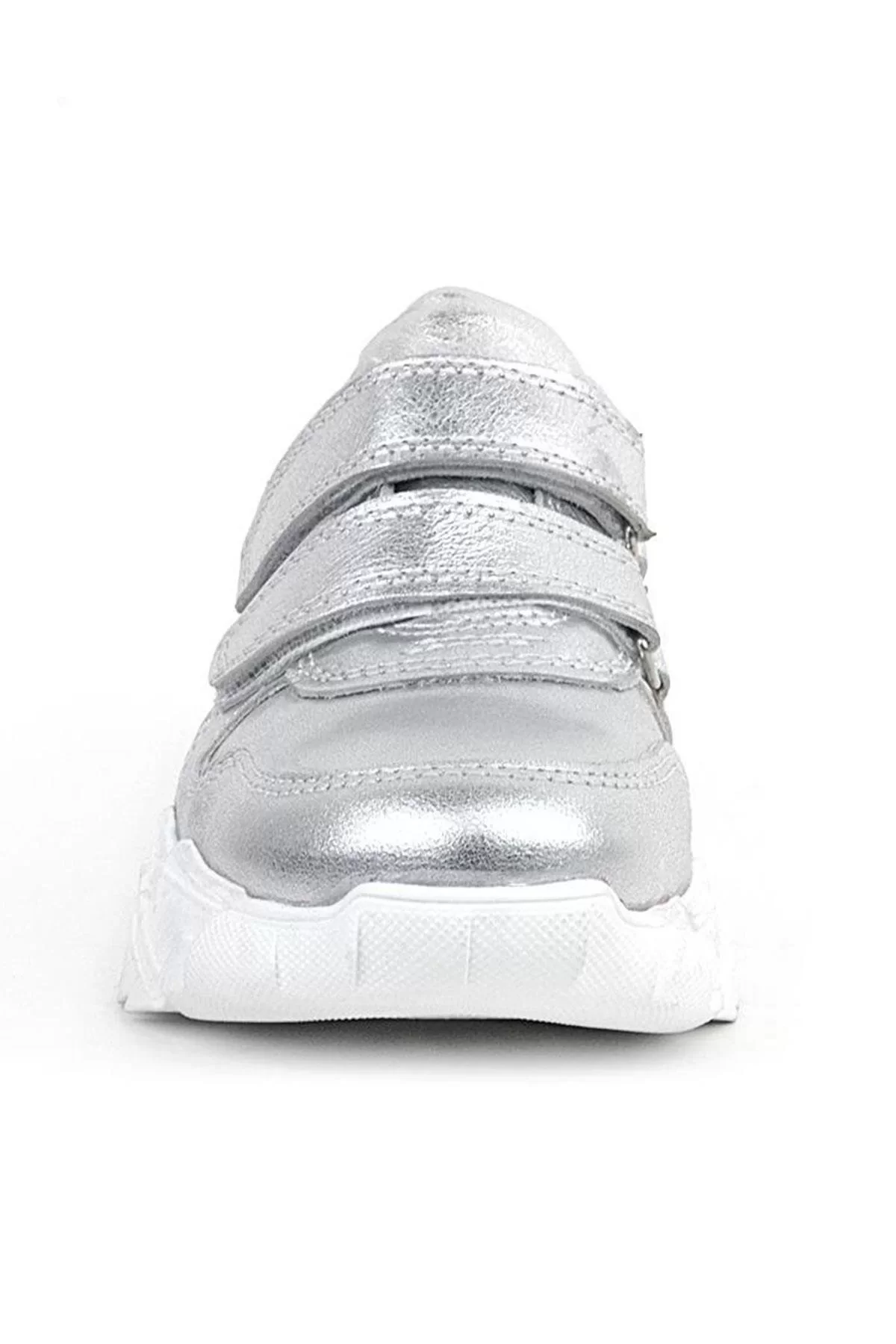 Rakerplus Hakiki Deri Gümüş Beyaz Tabanlı Kız Çocuk Sneakers Ayakkabı