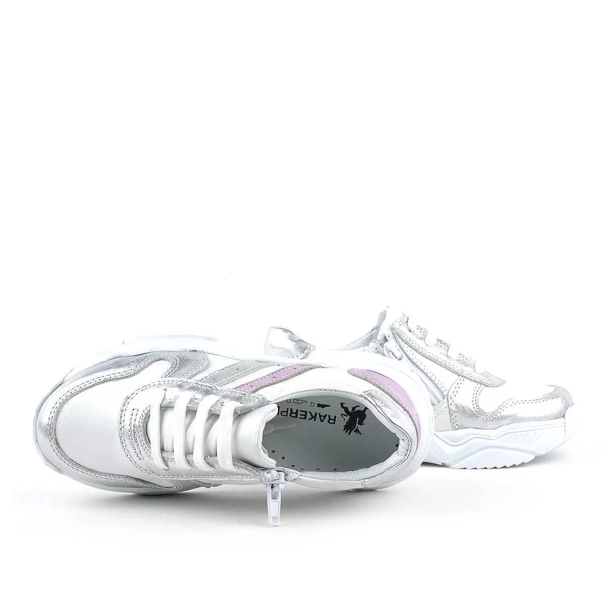 Rakerplus Hakiki Deri Gümüş Pembe Kalın Tabanlı Kız Çocuk Sneakers Ayakkabı
