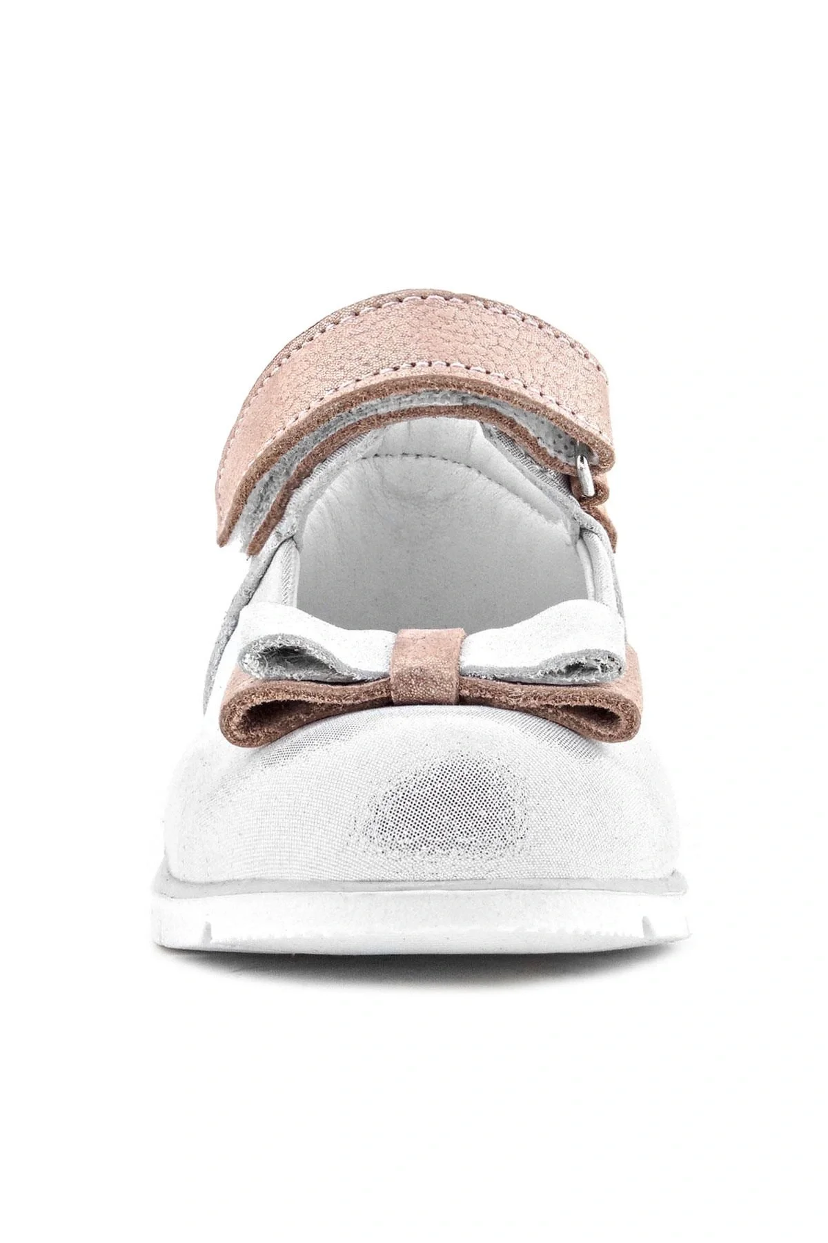 Rakerplus Hakiki Deri Gümüş Pudra Kız Bebek Babet Ayakkabı