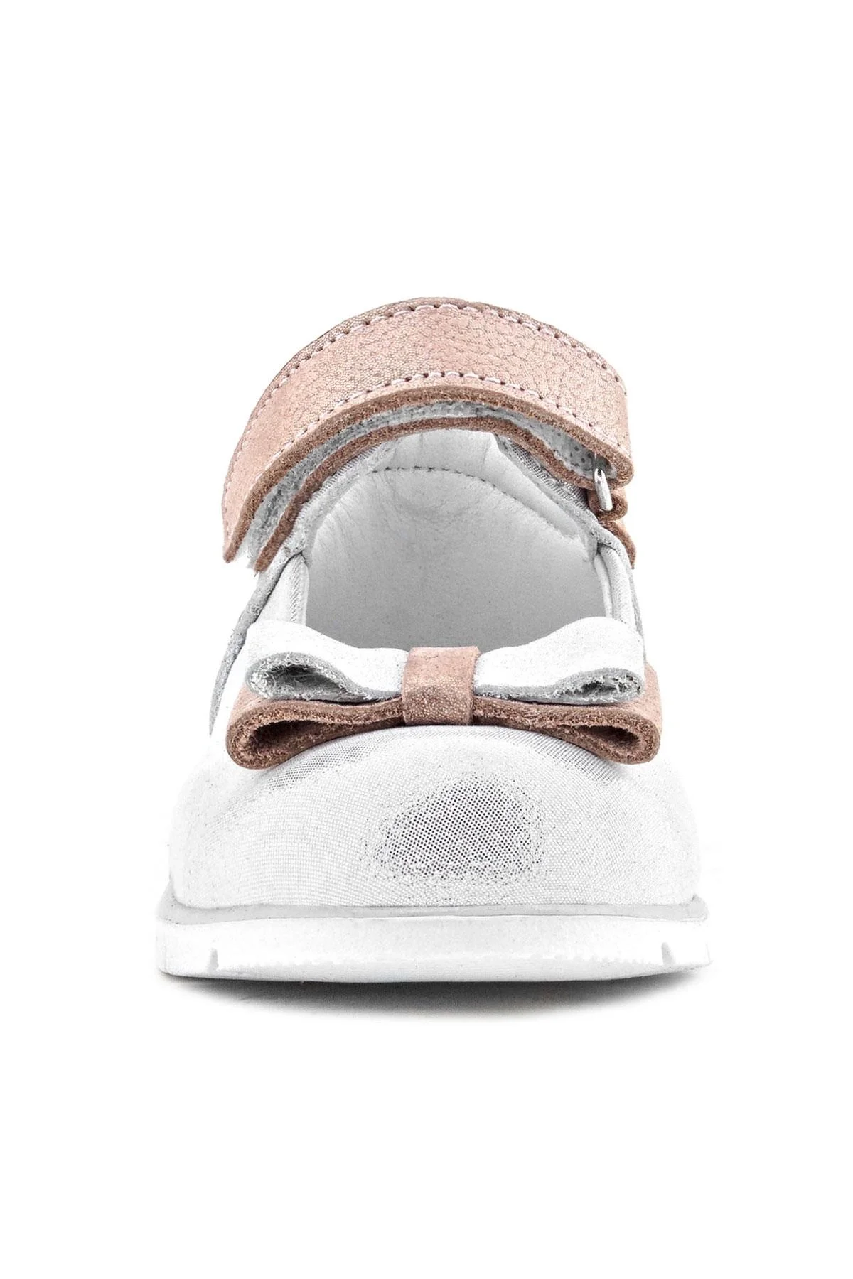 Rakerplus Hakiki Deri Gümüş Pudra Kız Bebek Babet Ayakkabı