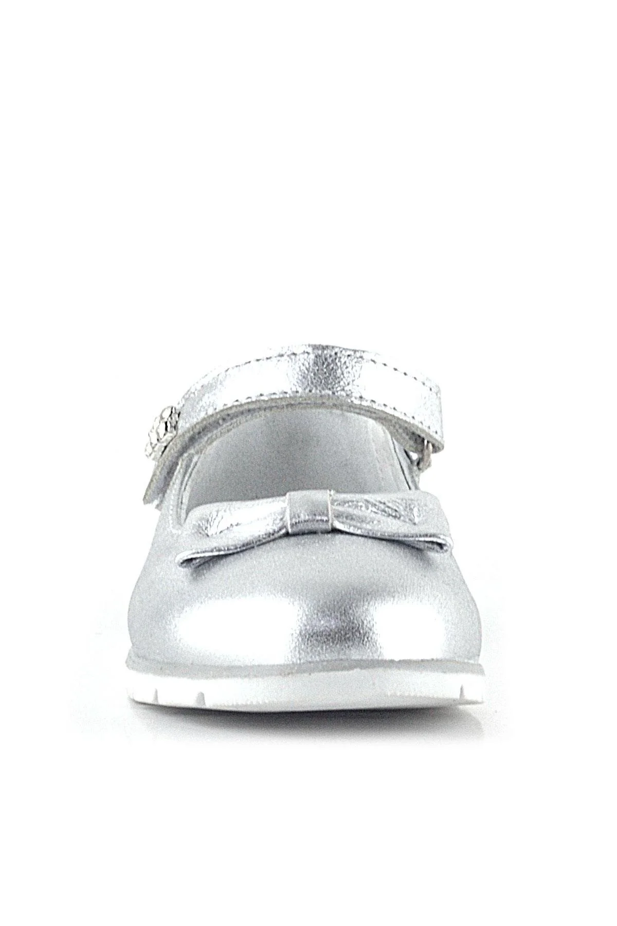 Rakerplus Hakiki Deri Gümüş Taşlı Cırtlı Kız Çocuk Babet