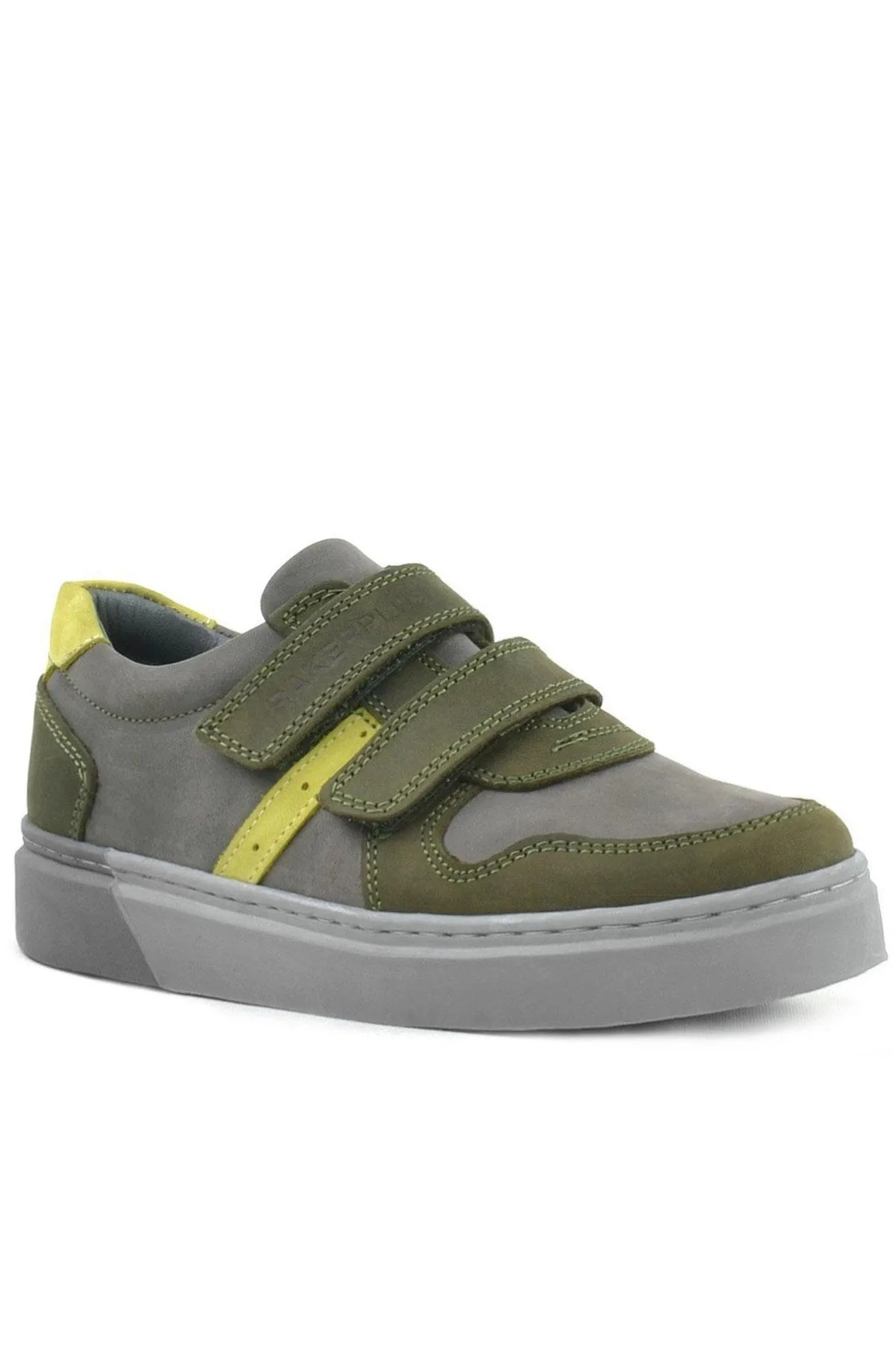 Rakerplus Hakiki Deri Haki Gri Cırtlı Erkek Çocuk Sneaker