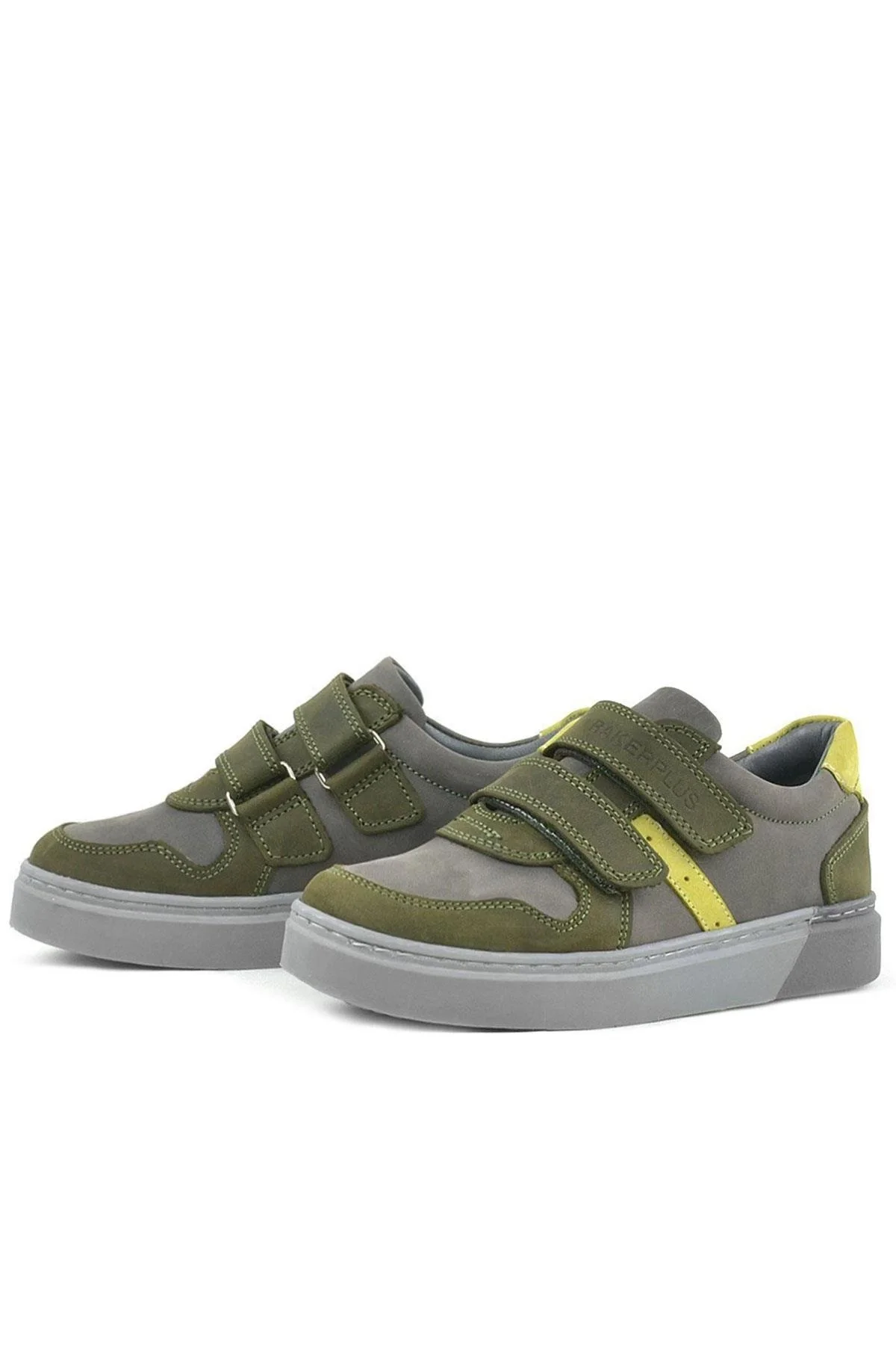 Rakerplus Hakiki Deri Haki Gri Cırtlı Erkek Çocuk Sneaker