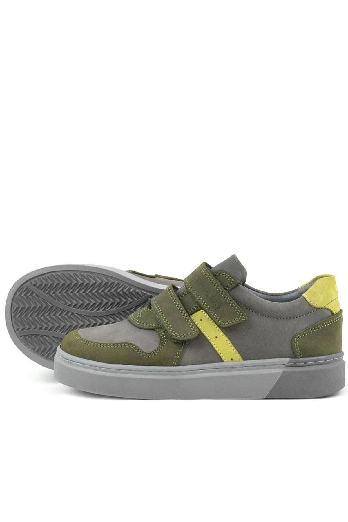 Rakerplus Hakiki Deri Haki Gri Cırtlı Erkek Çocuk Sneaker