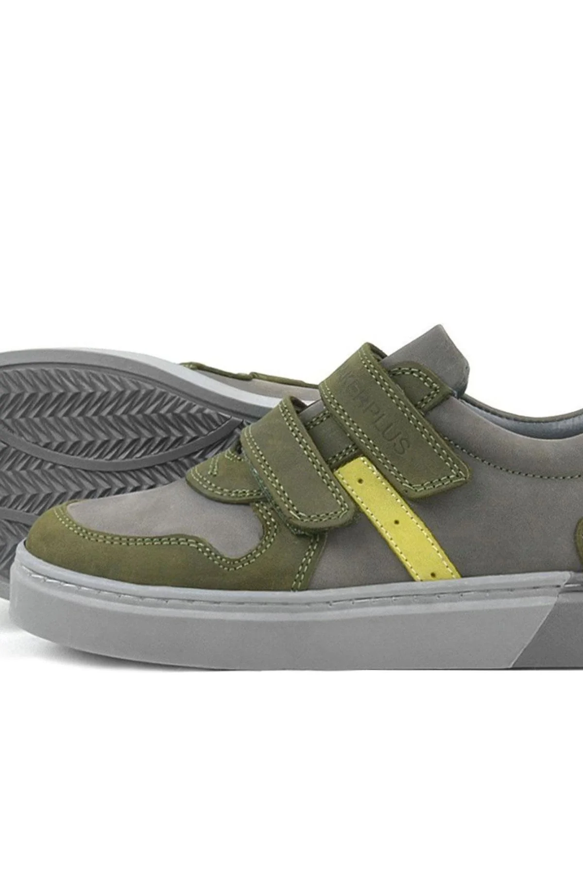 Rakerplus Hakiki Deri Haki Gri Cırtlı Erkek Çocuk Sneaker