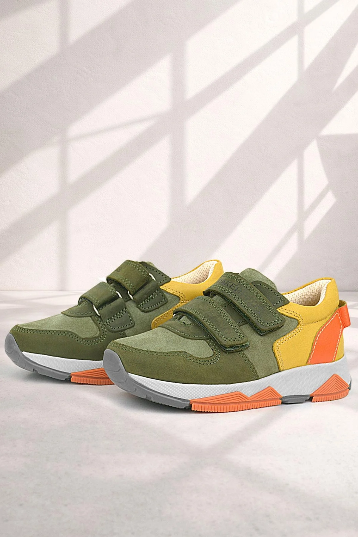 Rakerplus Hakiki Deri Haki Turuncu Sarı Çocuk Sneakers Spor Ayakkabı