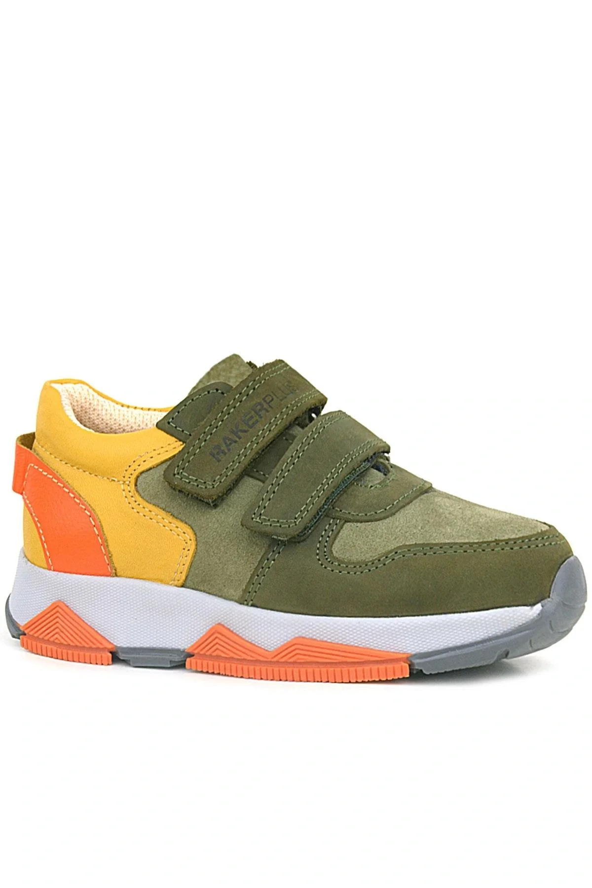 Rakerplus Hakiki Deri Haki Turuncu Sarı Çocuk Sneakers Spor Ayakkabı